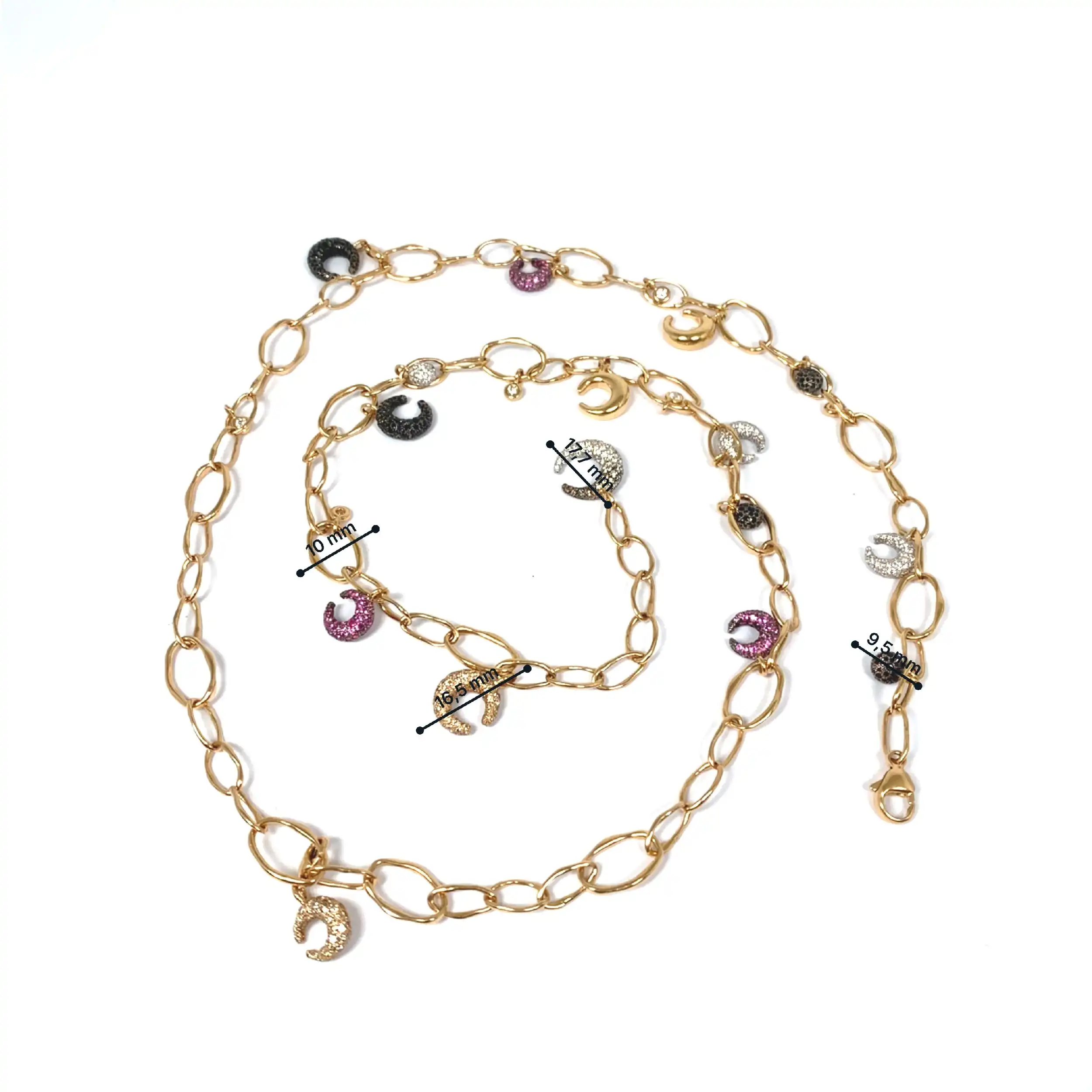 Collier Rotgold Al Coro Mezzaluna mit Saphiren, Diamanten und Brillanten Collier Rotgold Al Coro Mezzaluna mit Saphiren, Diamanten und Brillanten
