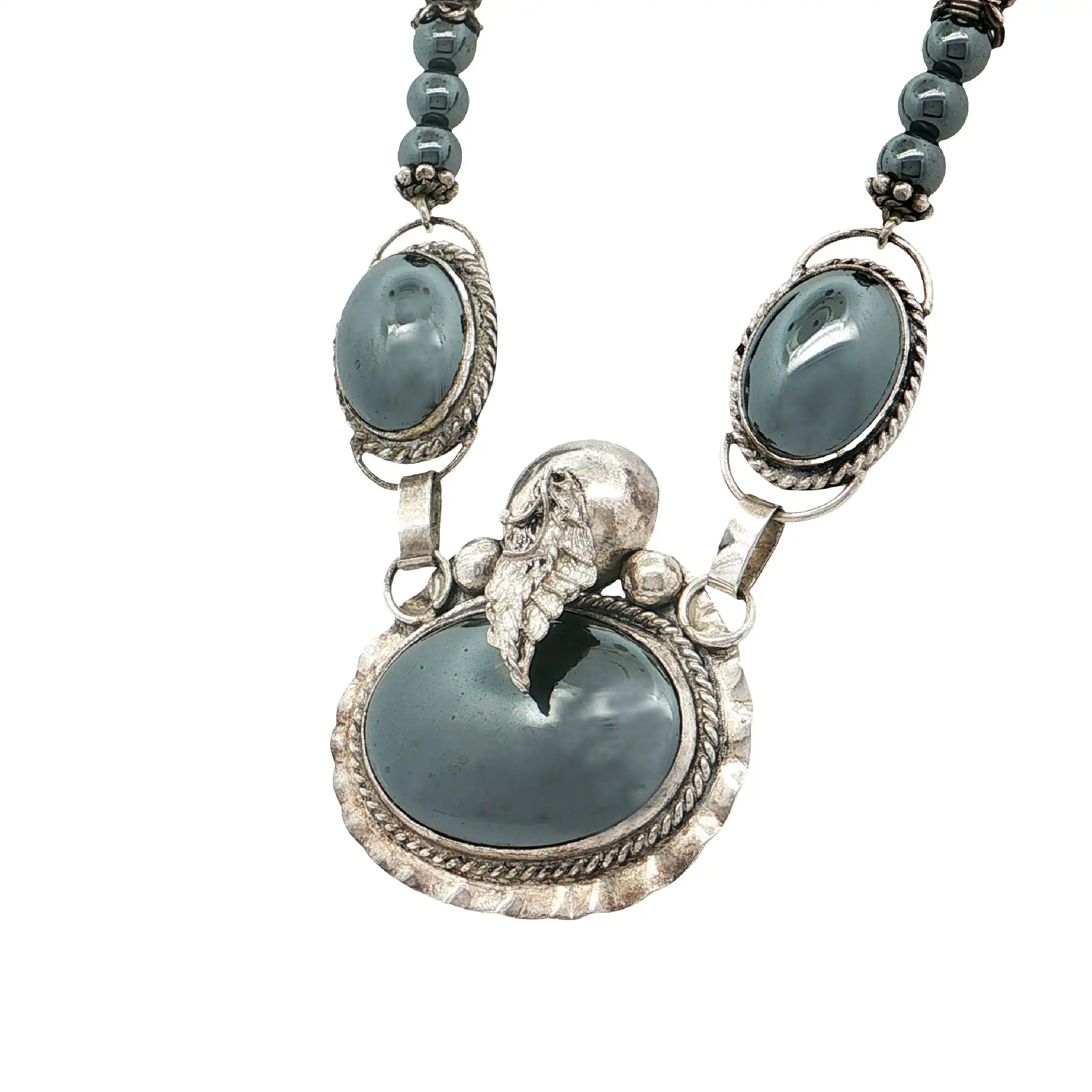 Collier Silber Vintage mit Hämatit