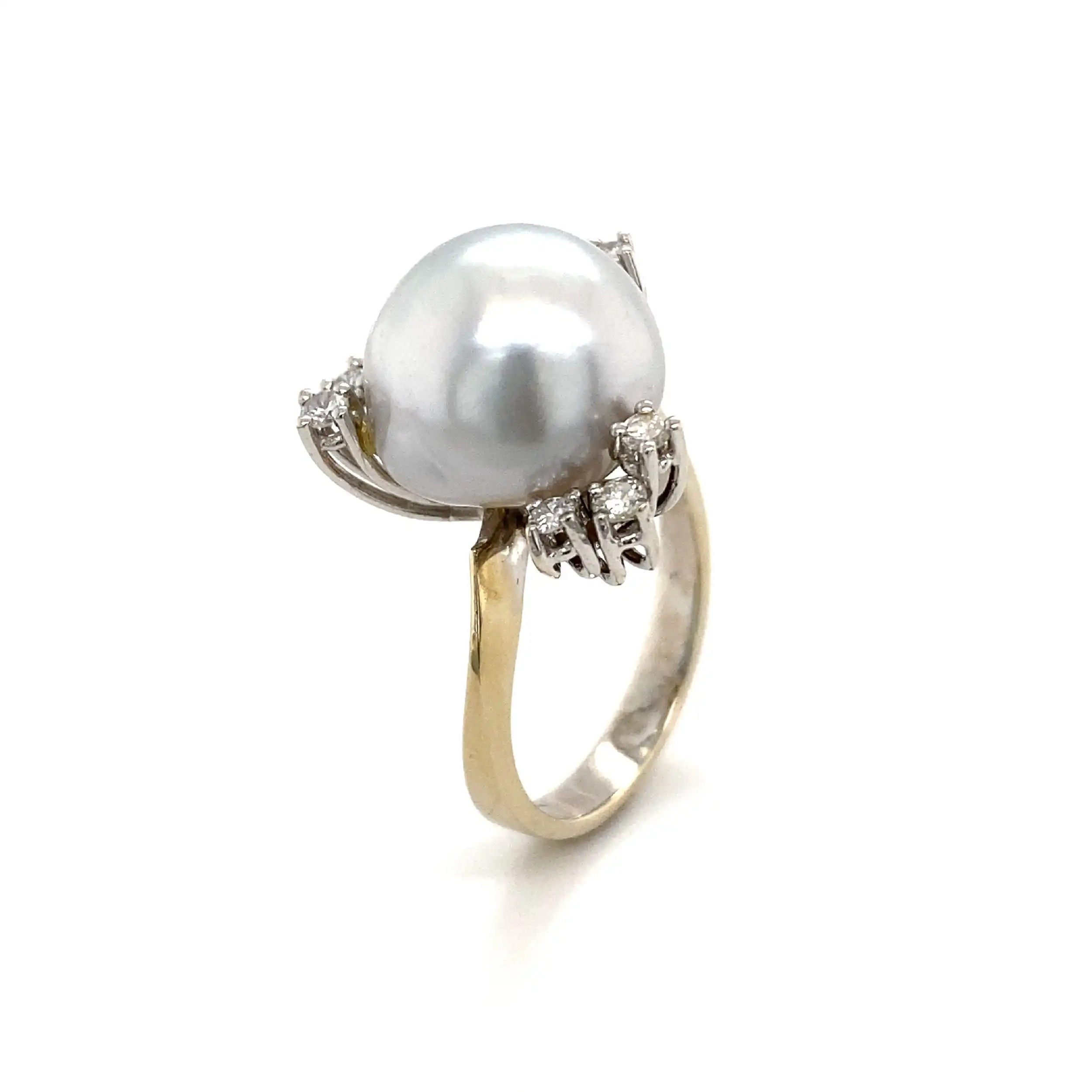 Ring Bicolor mit Perle & Brillanten