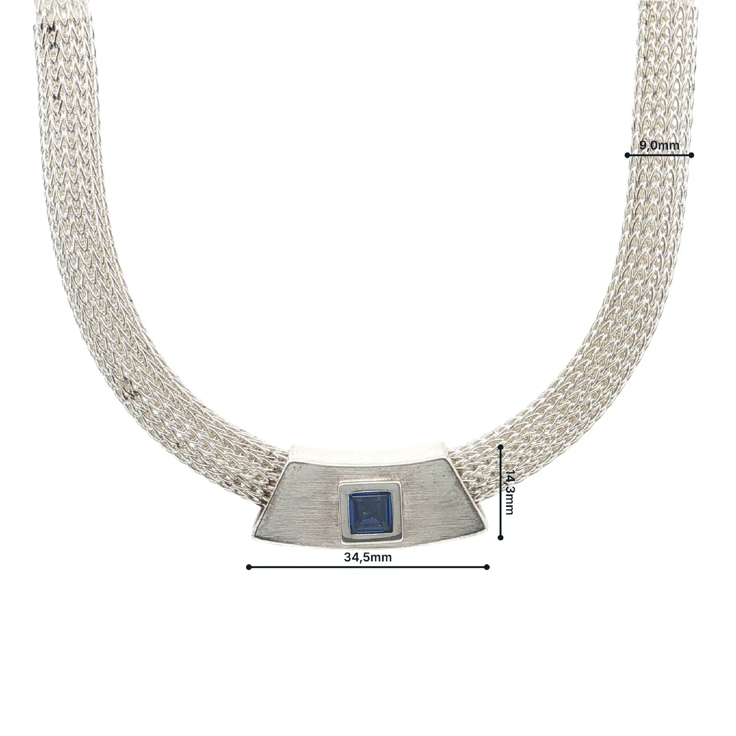 Strickcollier Silber mit Anhänger mit blauem Farbstein Strickcollier Silber mit Anhänger mit blauem Farbstein