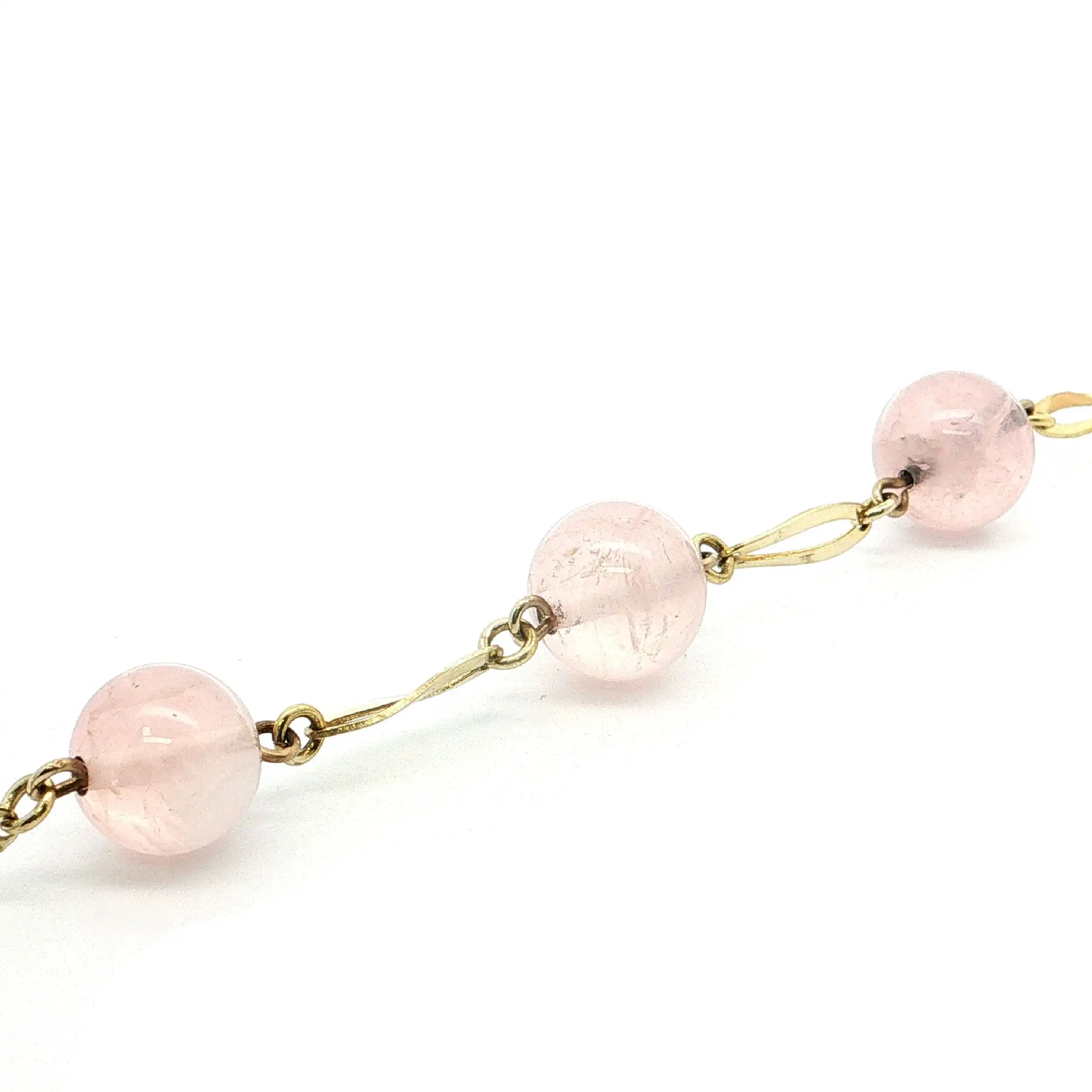 Armband Gelbgold mit Rosenquarz Kugeln