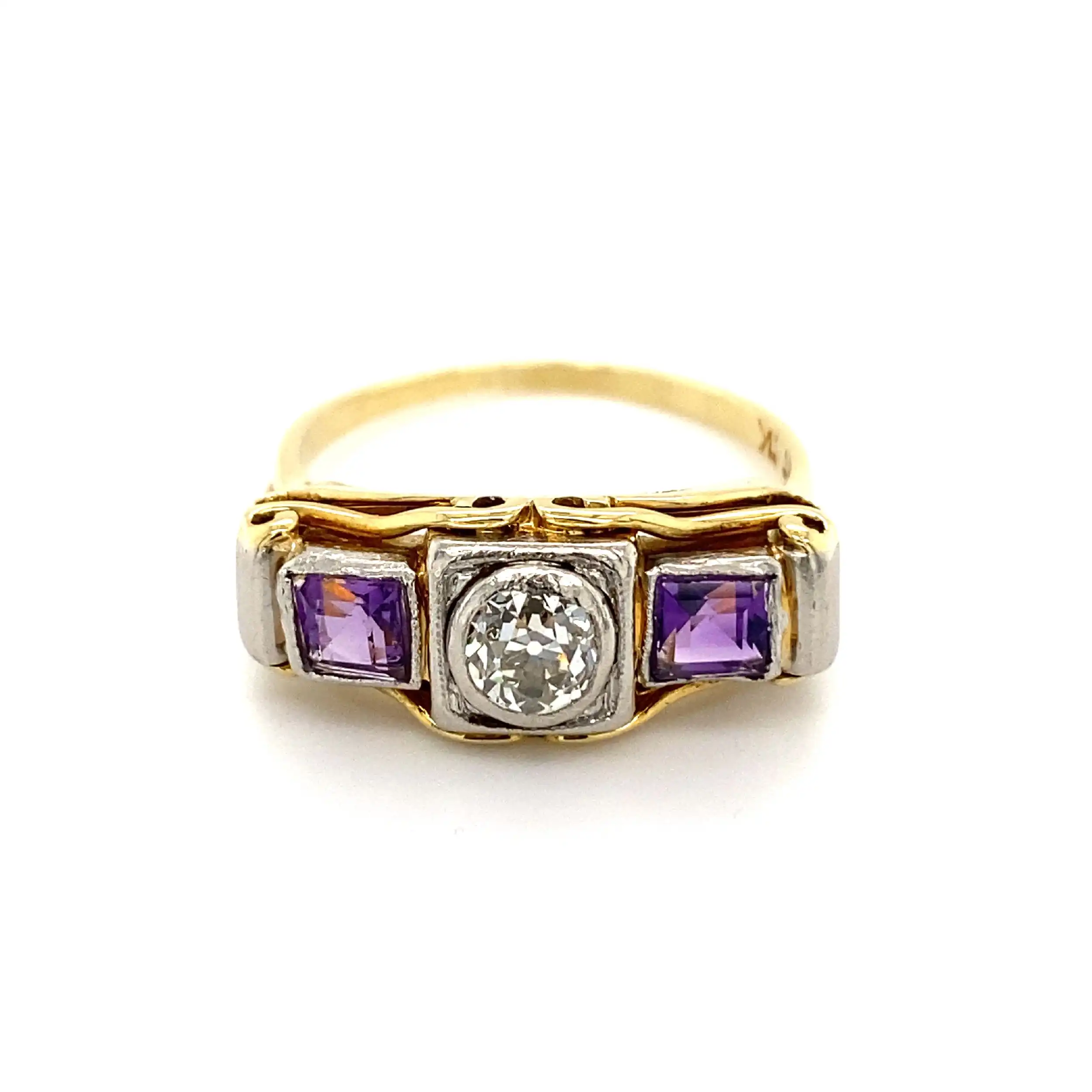 Ring Bicolor mit Amethyst & Altschliff-Brillant Ring Bicolor mit Amethyst & Altschliff-Brillant
