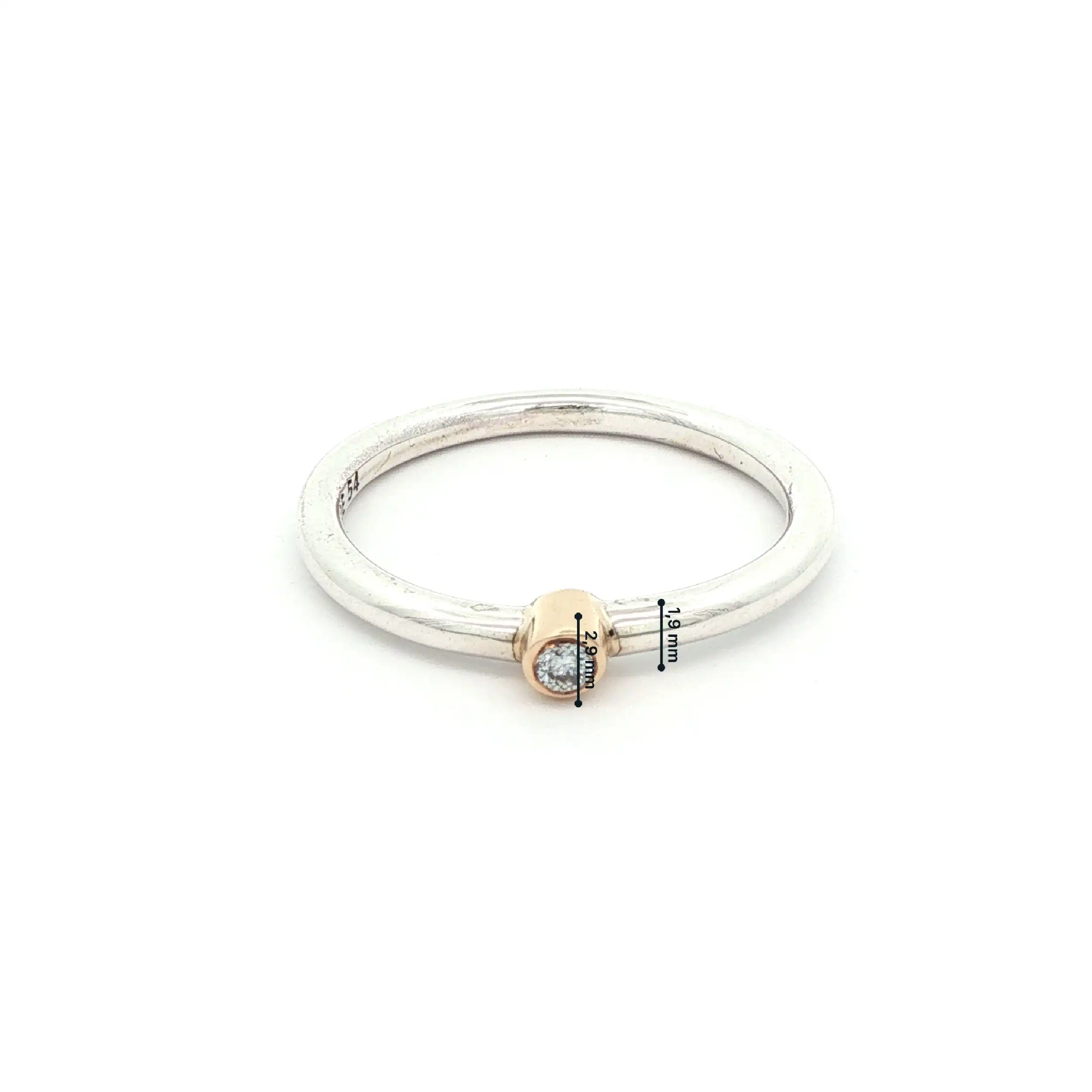 Ring Silber mit Goldfassung (585) mit Brillant Pandora