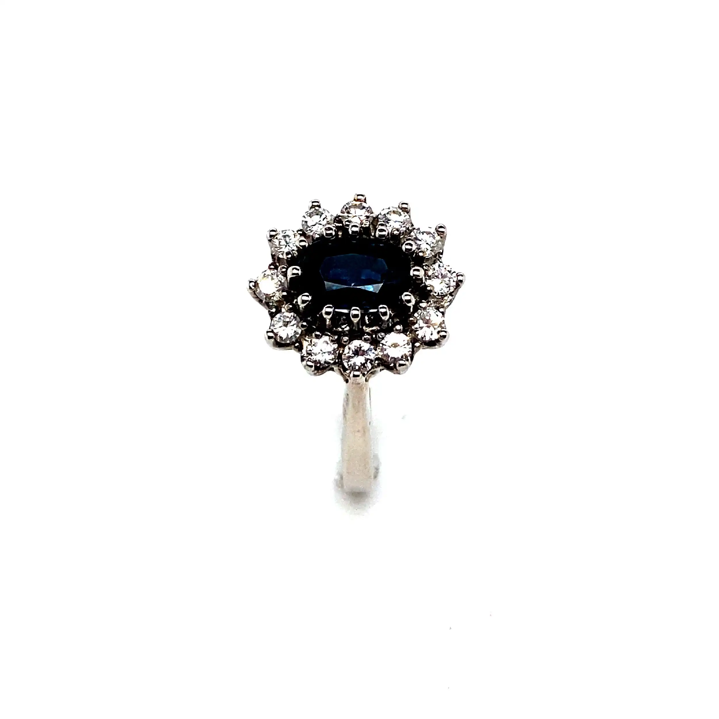 Ring Weißgold mit Brillanten und Saphir