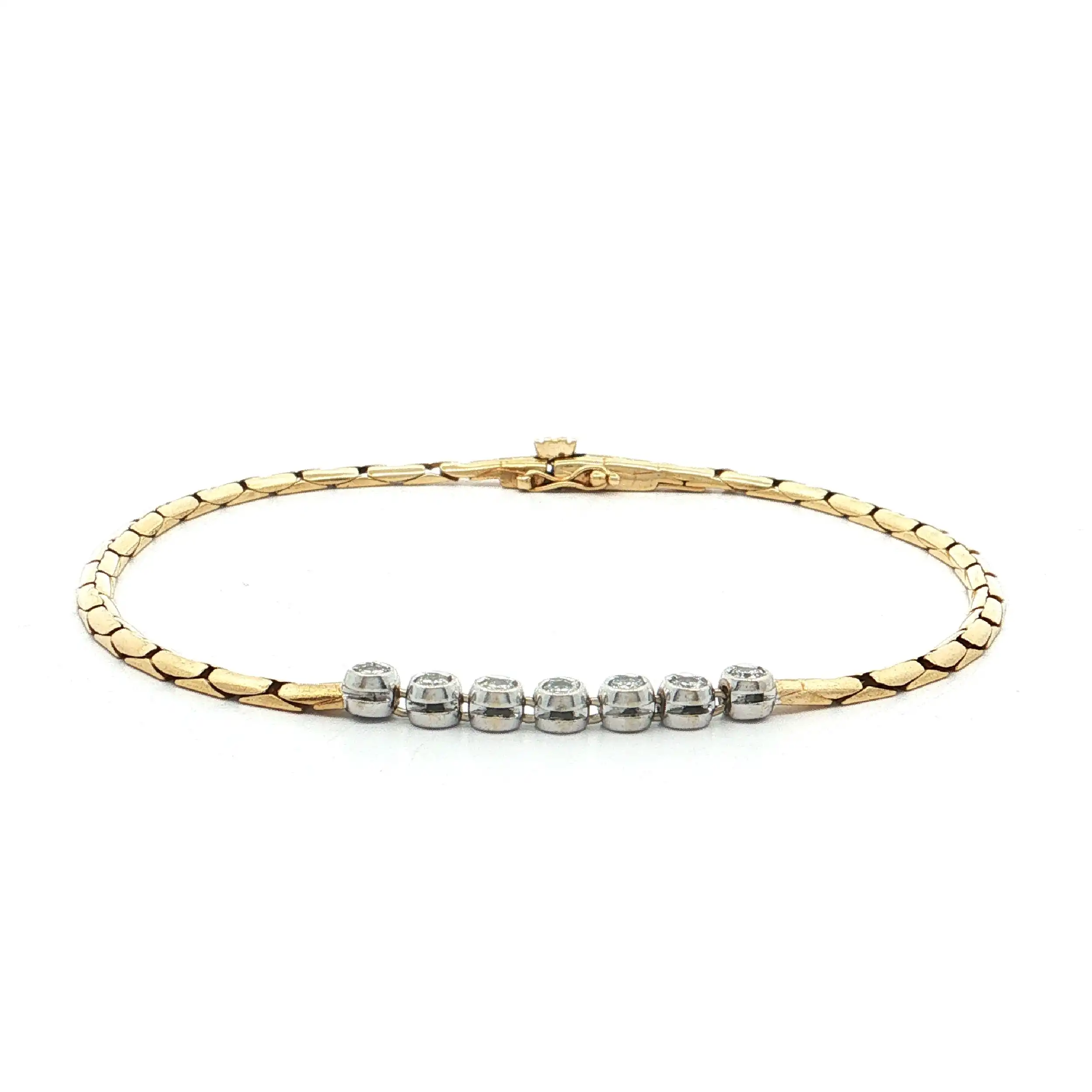 Armband Bicolor mit Brillanten, graviert mit 0,36ct