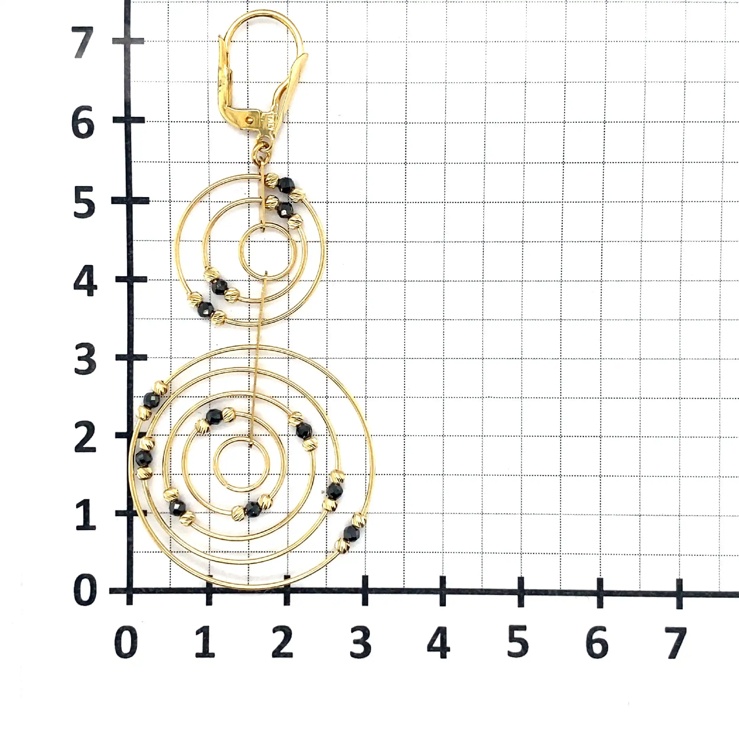 Ohrhänger Gelbgold Kreise mit schwarzen Kügelchen Ohrhänger Gelbgold Kreise mit schwarzen Kügelchen