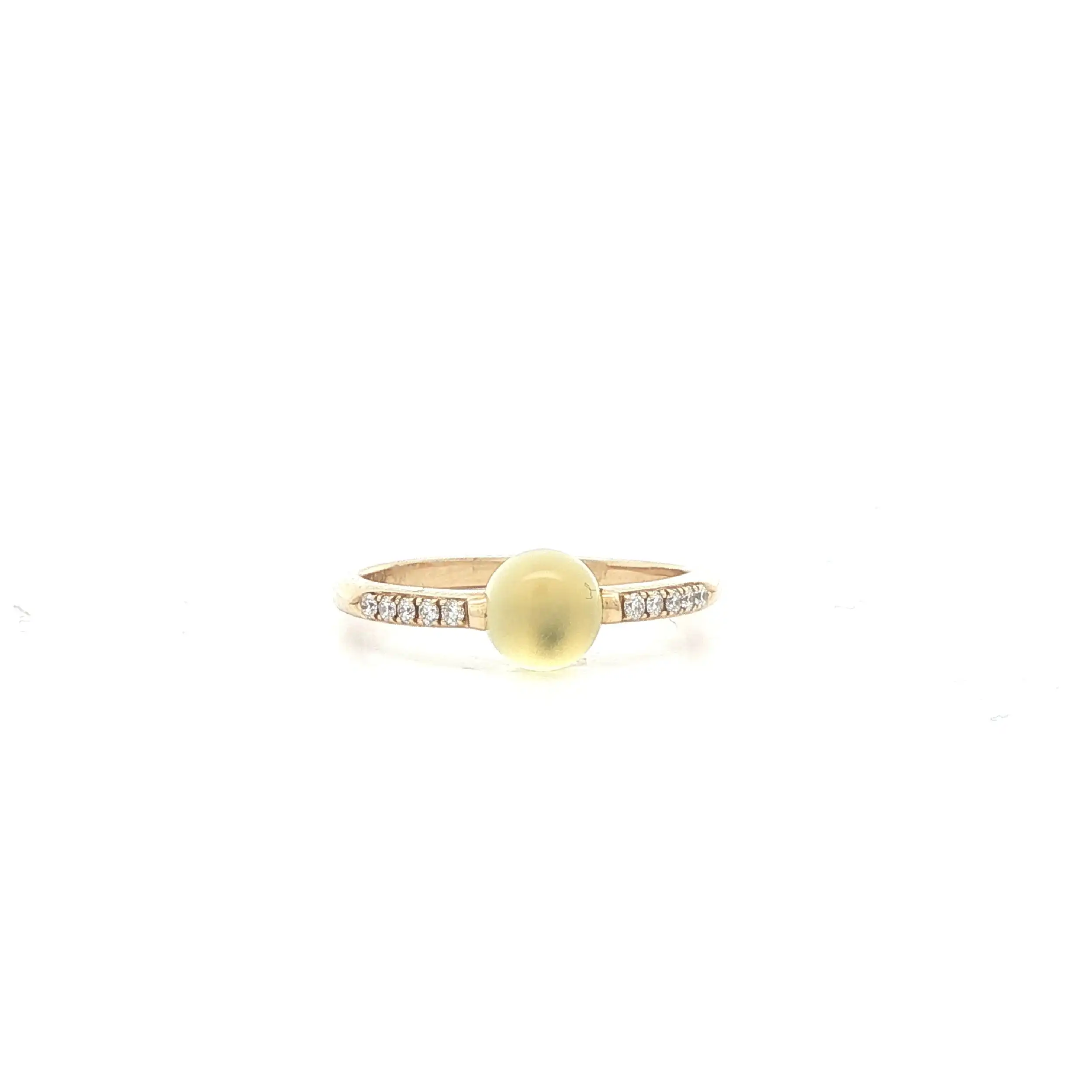Ring Gelbgold mit Lemon Cabochon und Brillanten