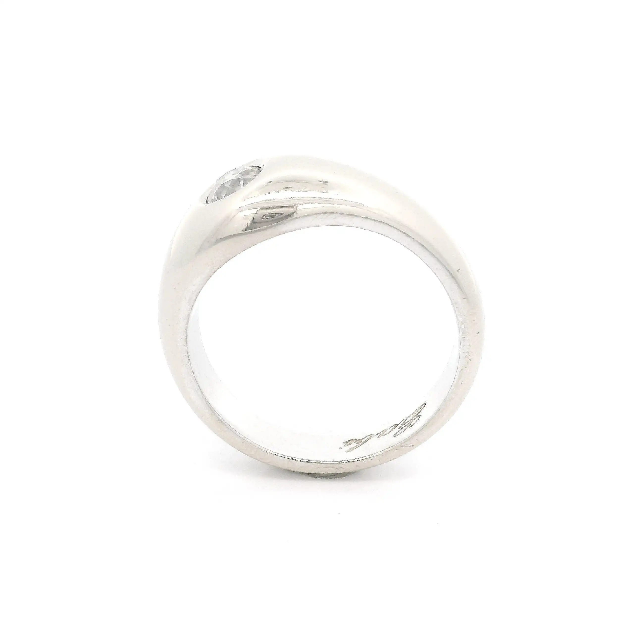 Ring Weißgold mit Altschliff Brillant, graviert mit 0,59ct und "Gabi"