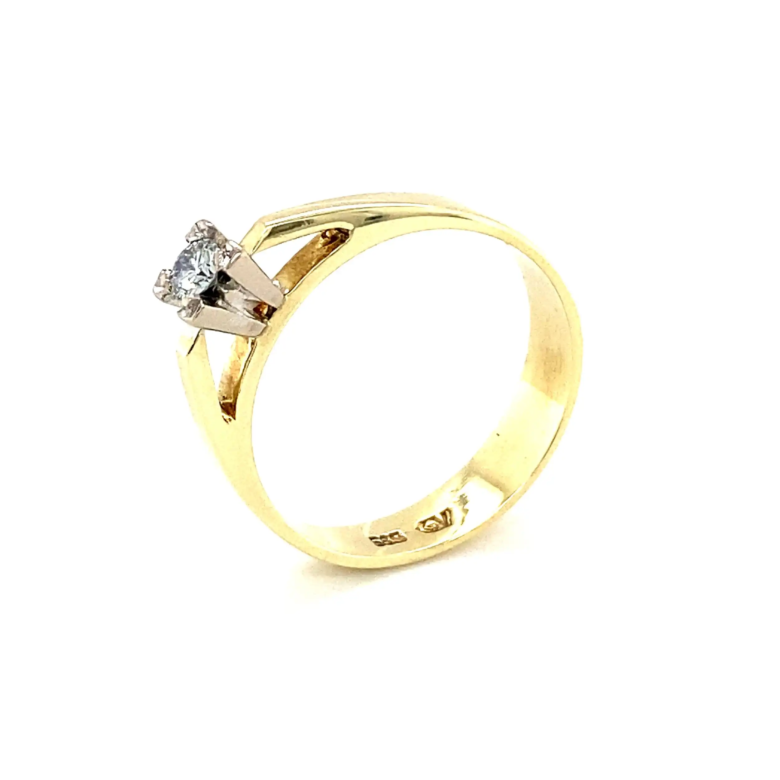 Ring Bicolor mit Brillant, graviert mit 0,11ct.