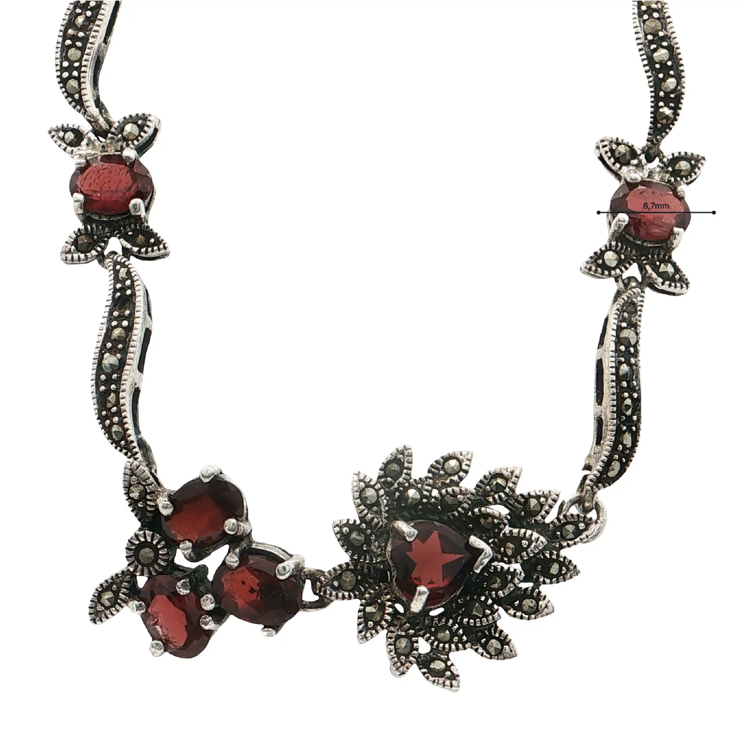 Collier Silber mit Granat und Markasiten