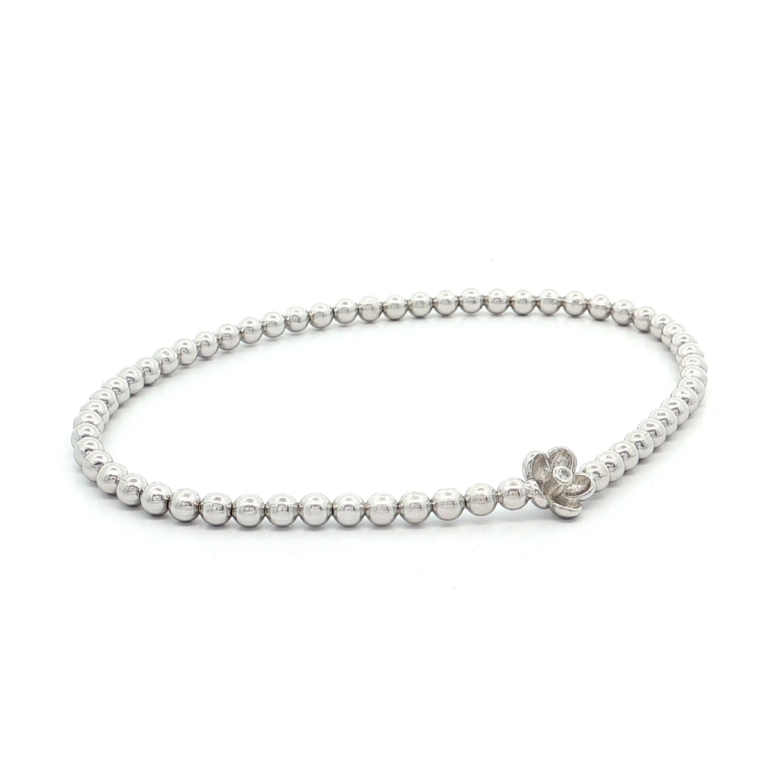 Kügelchenarmband Silber elastisch "Blume" mit Zirkonia