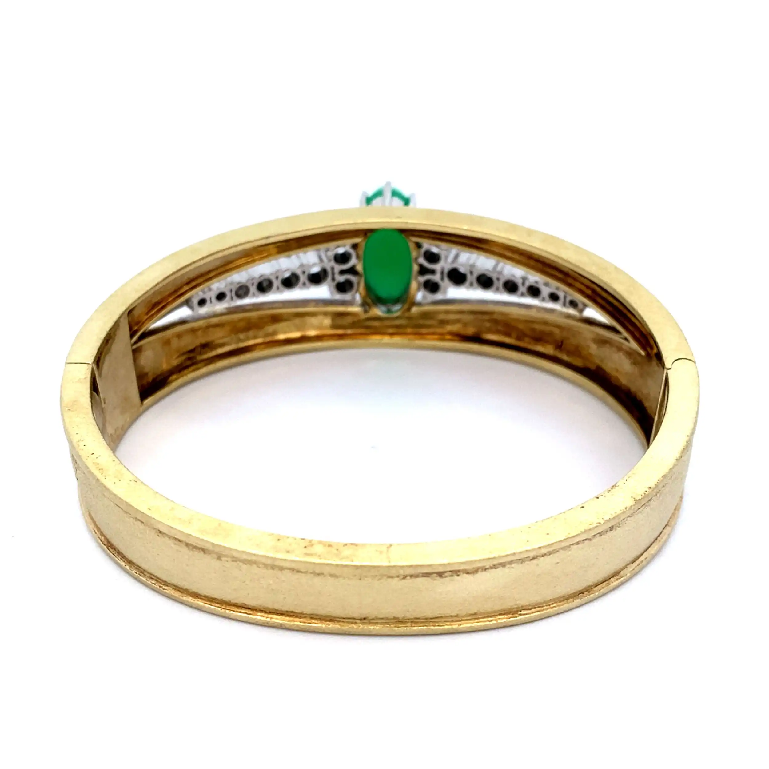 Armreif Bicolor mit Chrysopras und Brillanten, Handarbeit