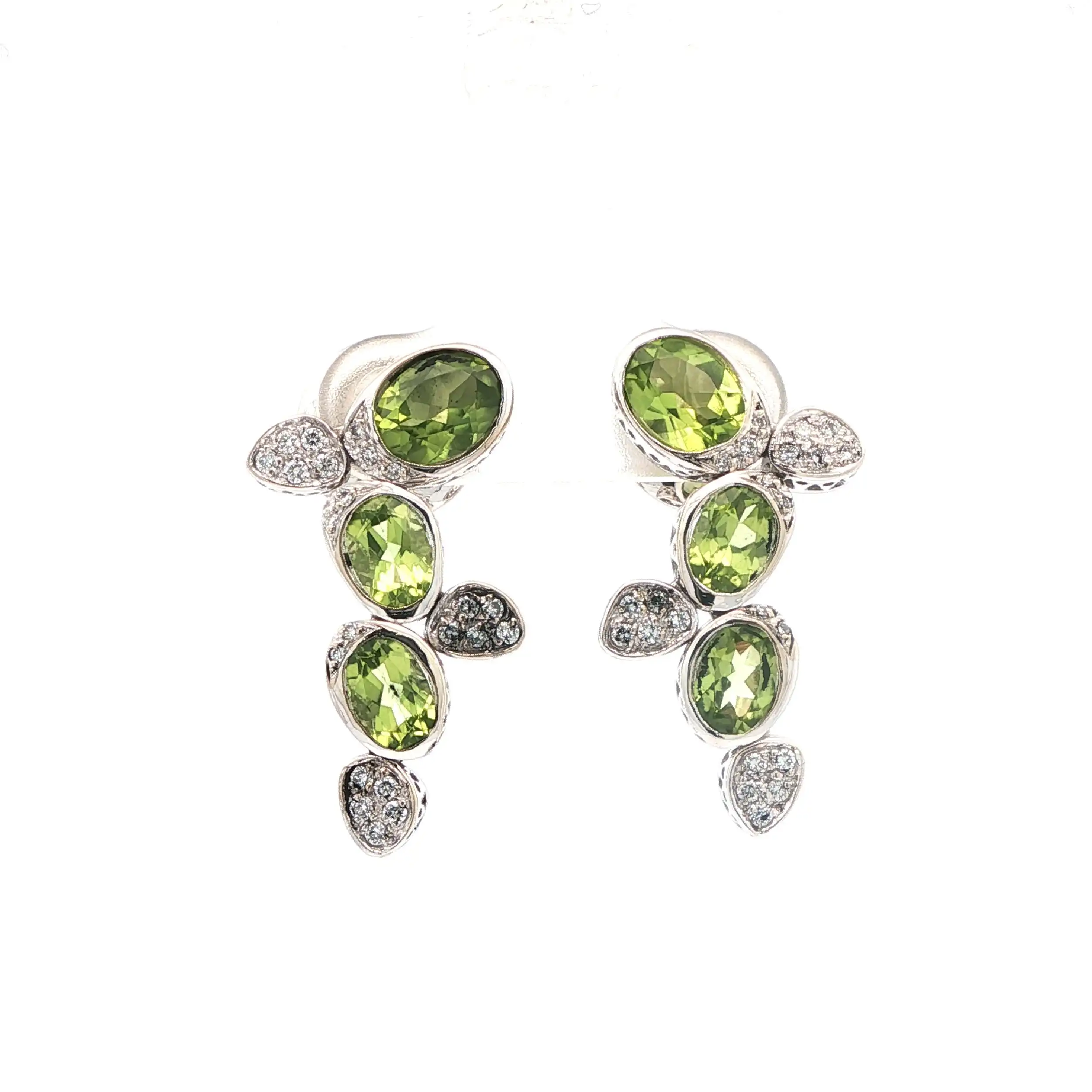 Ohrstecker Weißgold mit Brillanten und Peridot