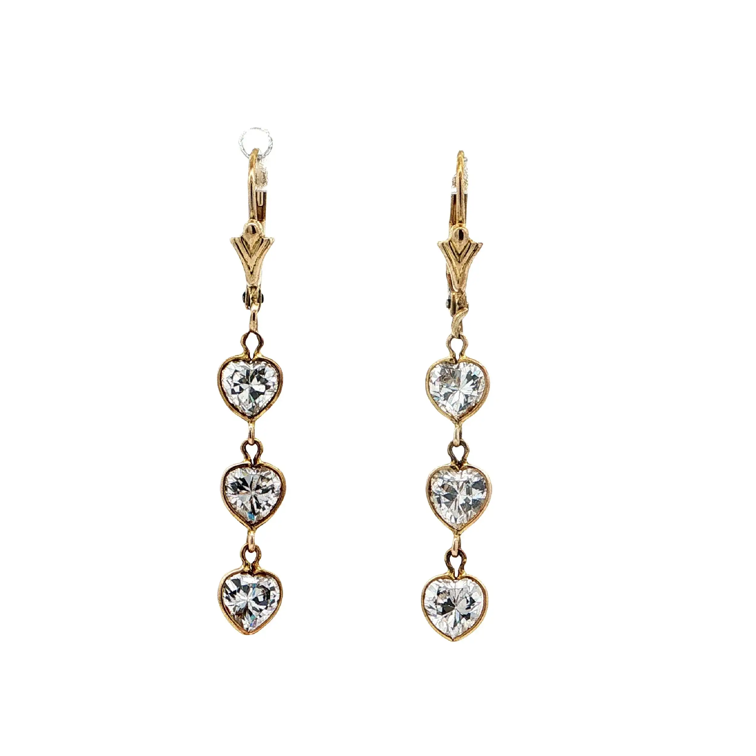 Ohrhänger Gelbgold "Herzen" mit Zirkonia