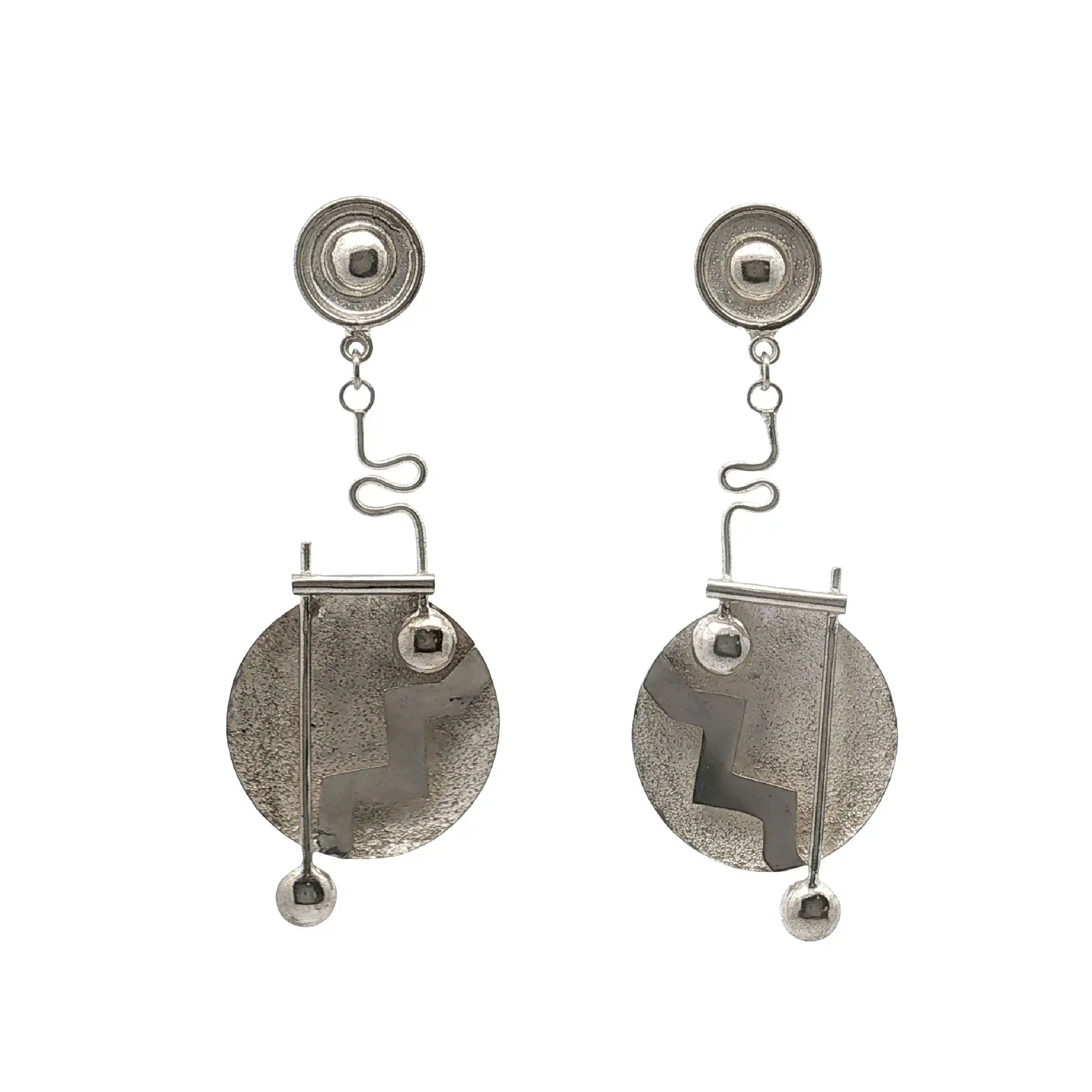 Paar Ohrstecker Silber Rund mit Muster