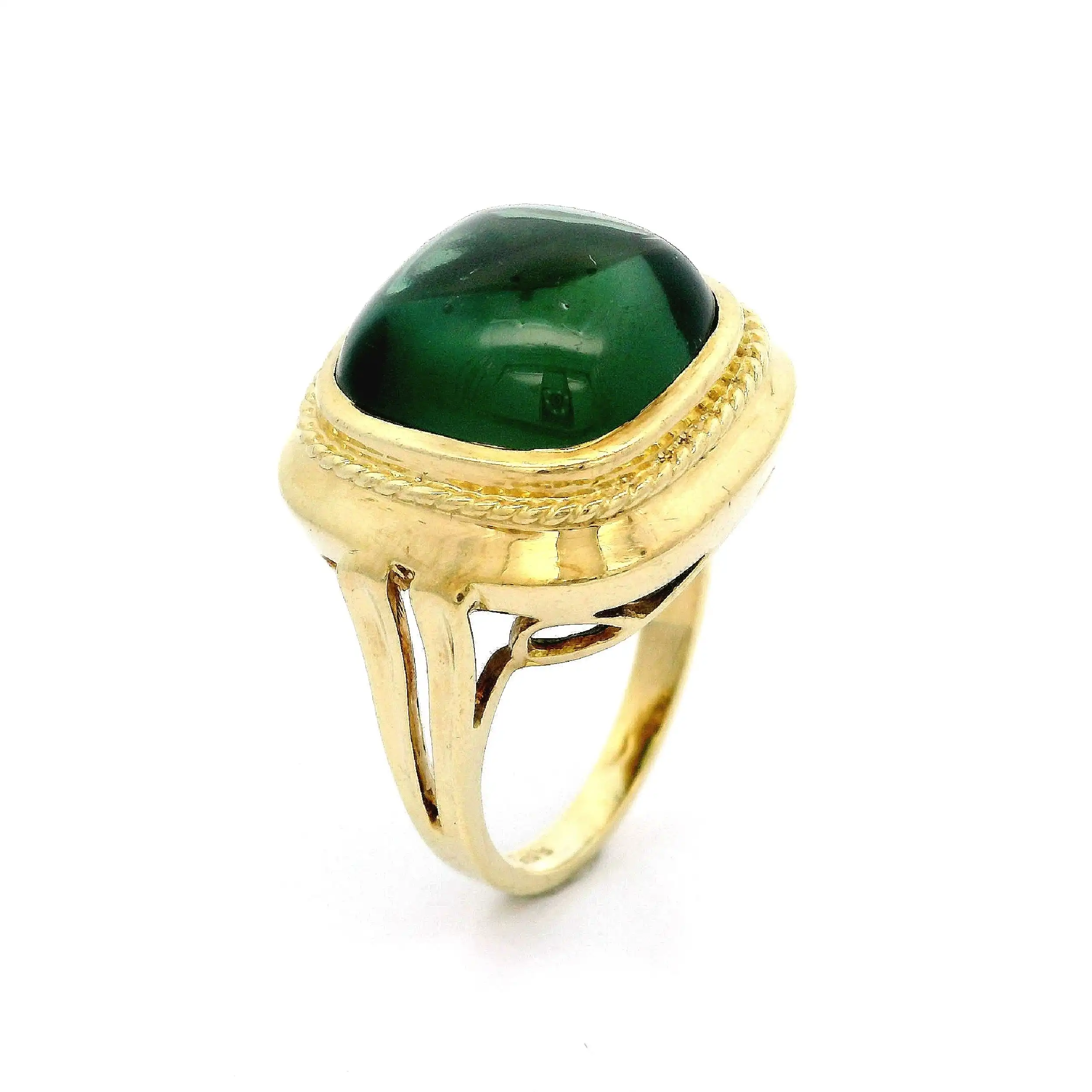 Ring Gelbgold mit grünem Stein