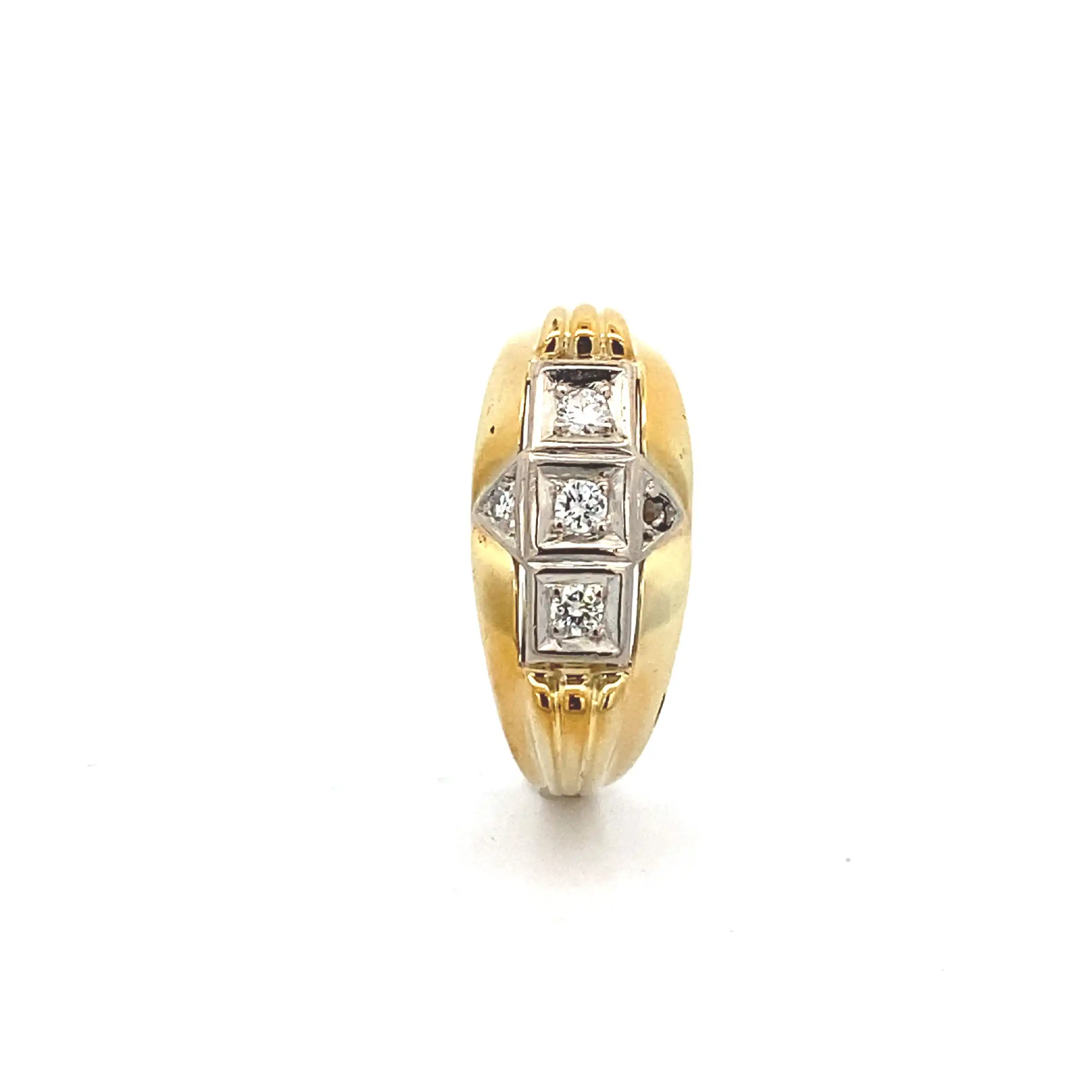 Ring Bicolor mit Brillanten, graviert mit 0,19ct