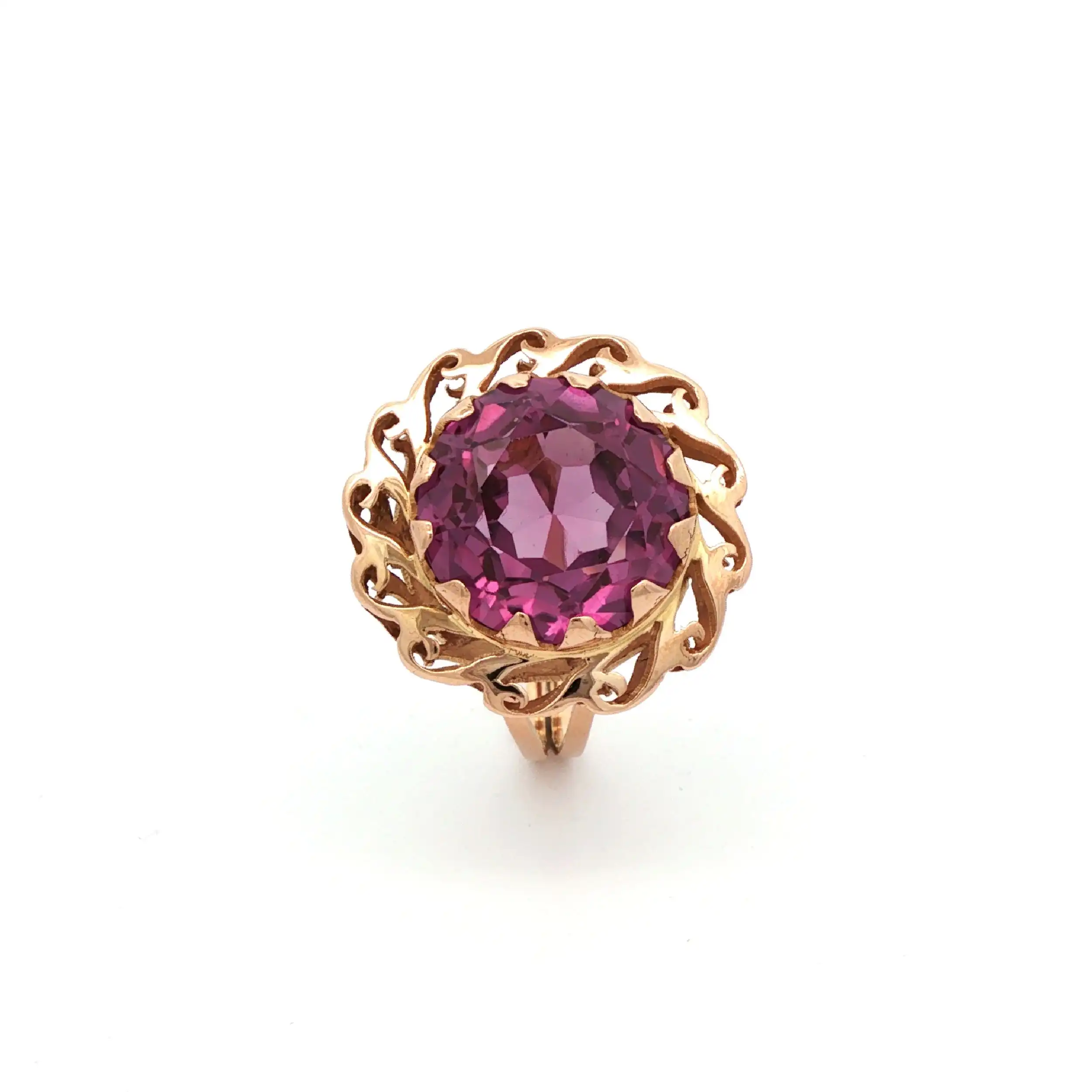 Ring Gelbgold mit lila Farbstein