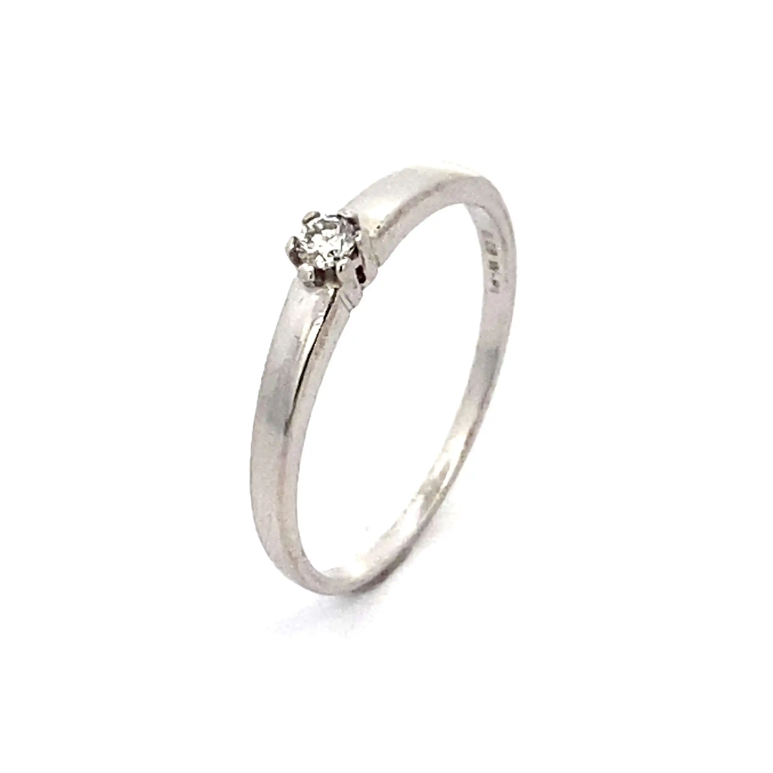 Ring Weißgold "Christ" mit Brillant Solitär, graviert mit 0,08ct Ring Weißgold "Christ" mit Brillant Solitär, graviert mit 0,08ct