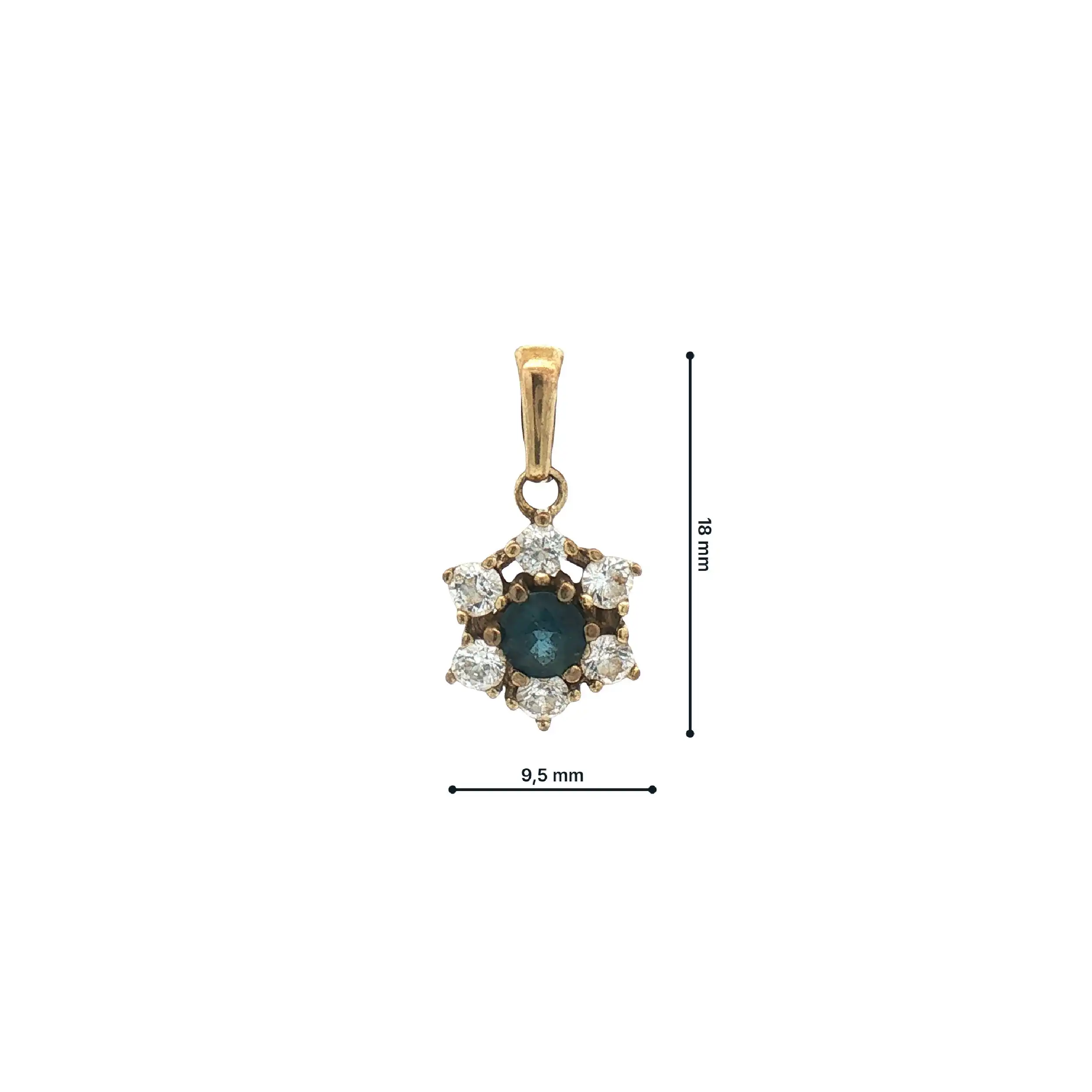 Anhänger Gelbgold mit Zirkonia und blauem Farbstein