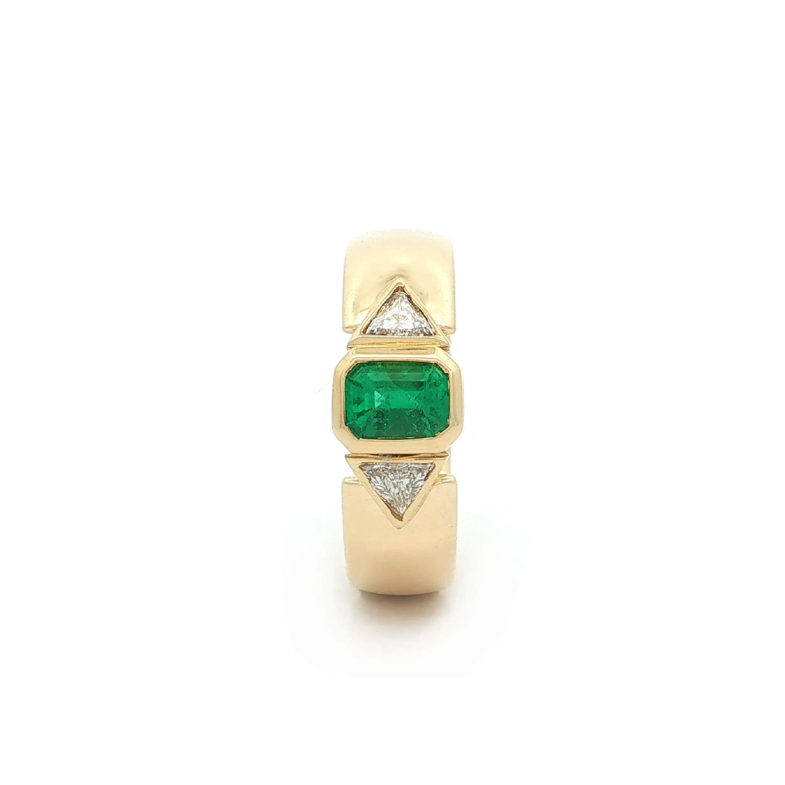 Ring Gelbgold mit Smaragd und Triangel Diamant