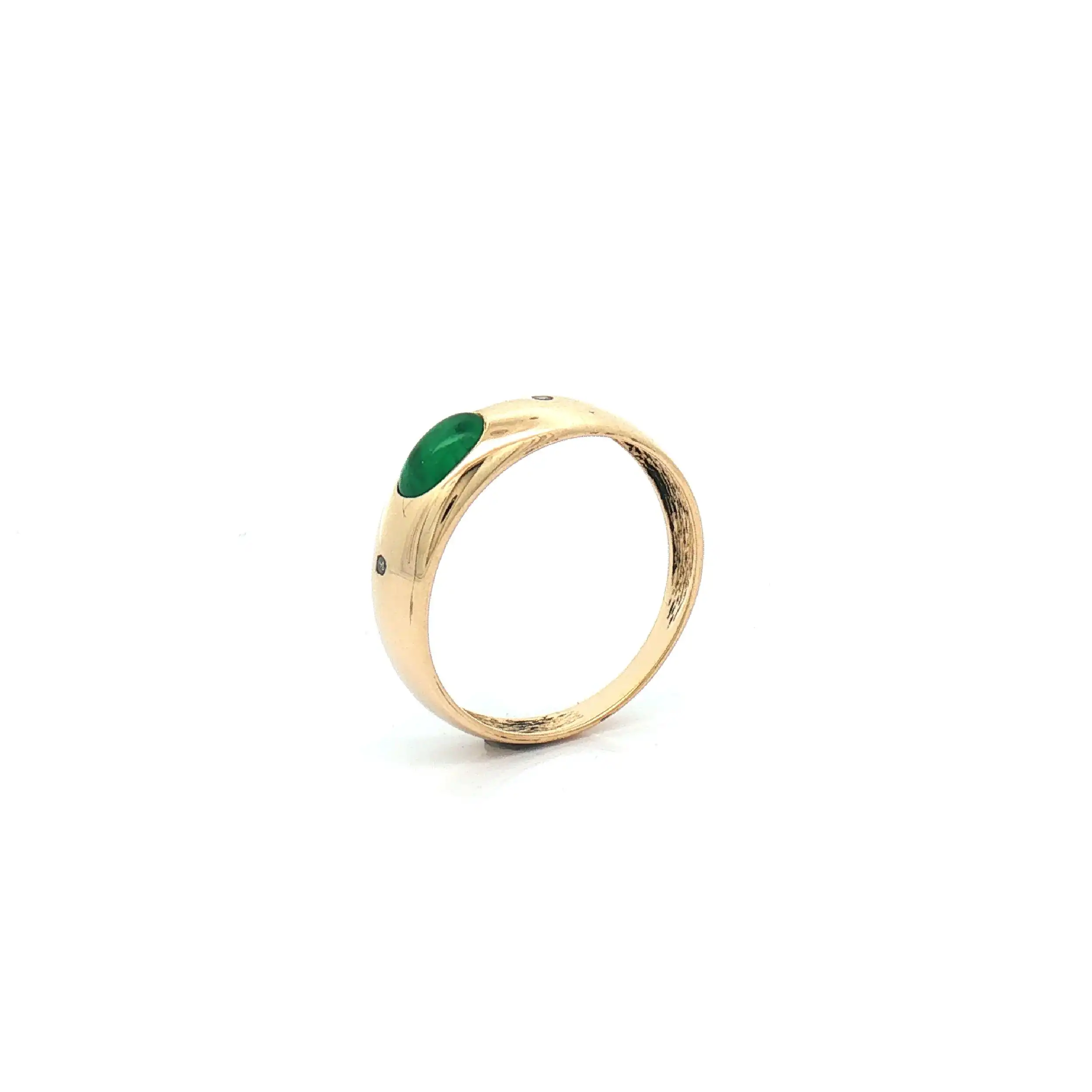 Ring Gelbgold mit Brillanten und grünem Farbstein