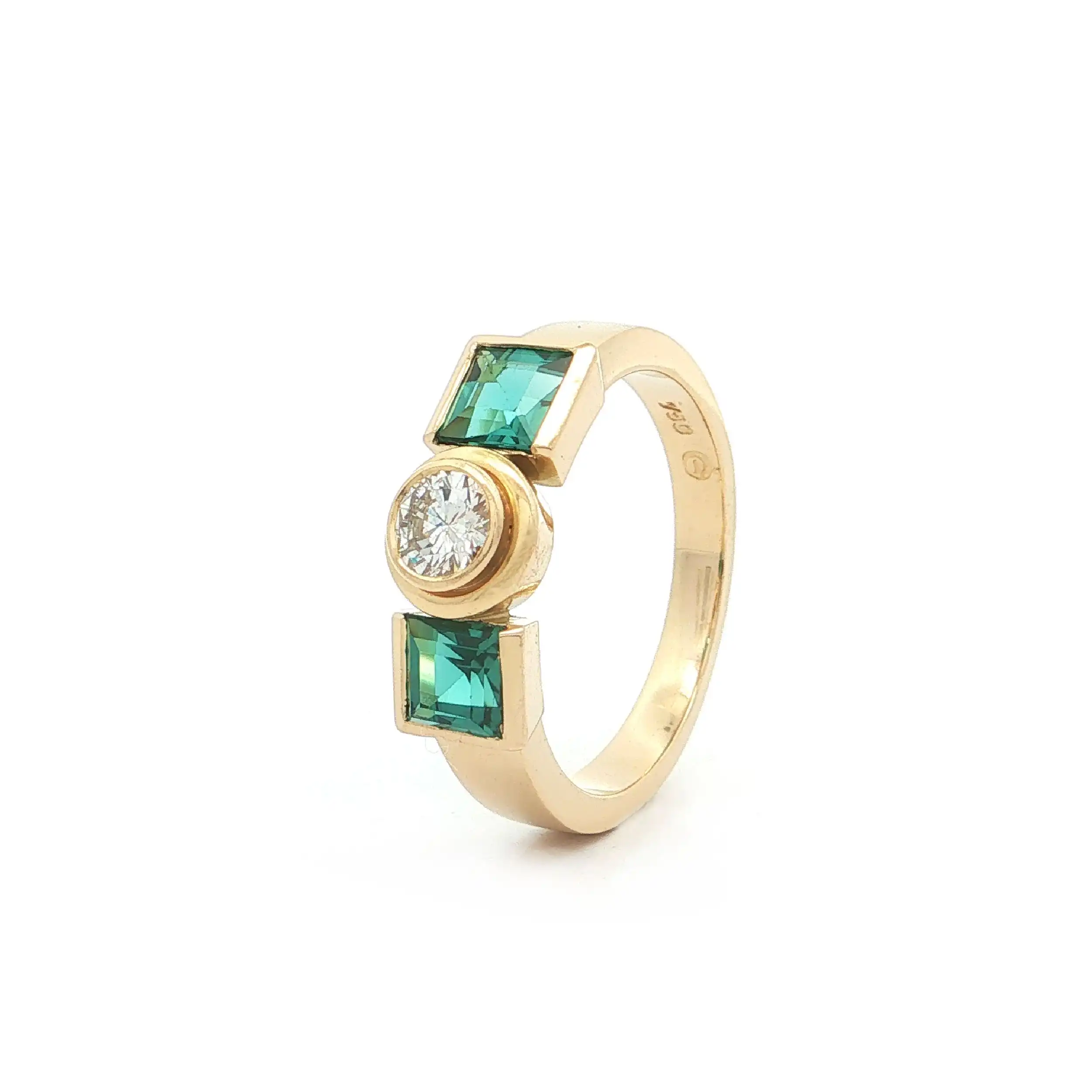Ring Gelbgold mit Brillant und Turmalinen