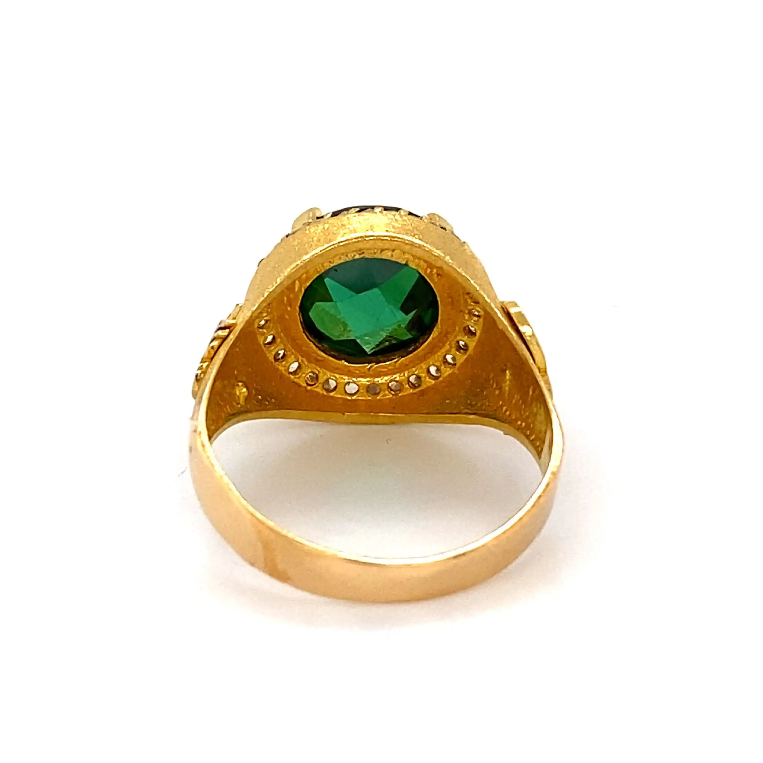 Ring Bicolor mit grünem Stein und Zirkonia Ring Bicolor mit grünem Stein und Zirkonia