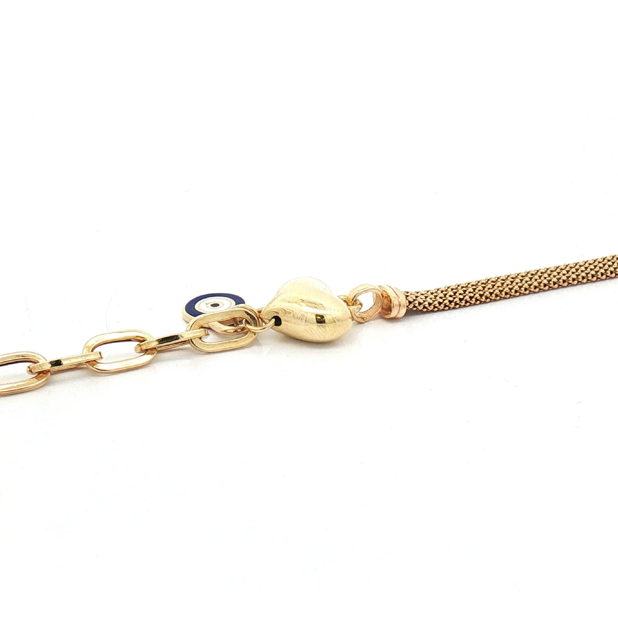 Armband Gelbgold mit Herz und Nazaar Armband Gelbgold mit Herz und Nazaar