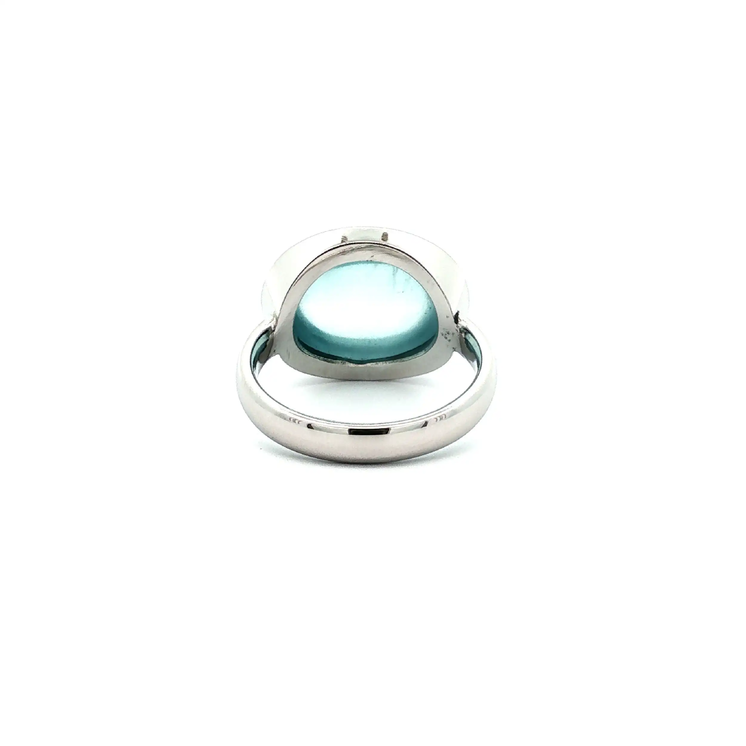 Ring Weißgold mit Aquamarin-Cabochon
