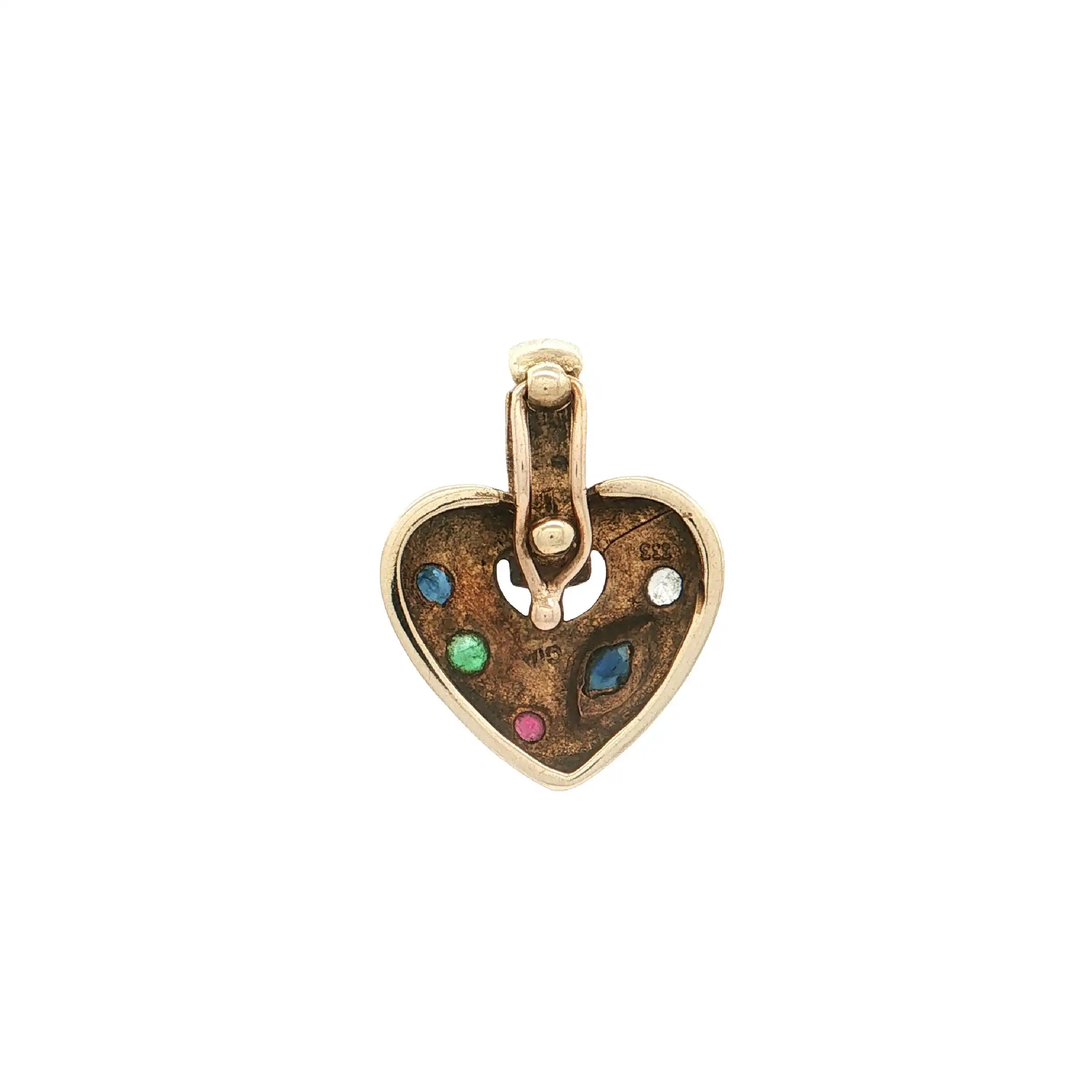 Anhänger/Clip Gelbgold mit Zirkonia, Saphiren, Smragd und Rubin