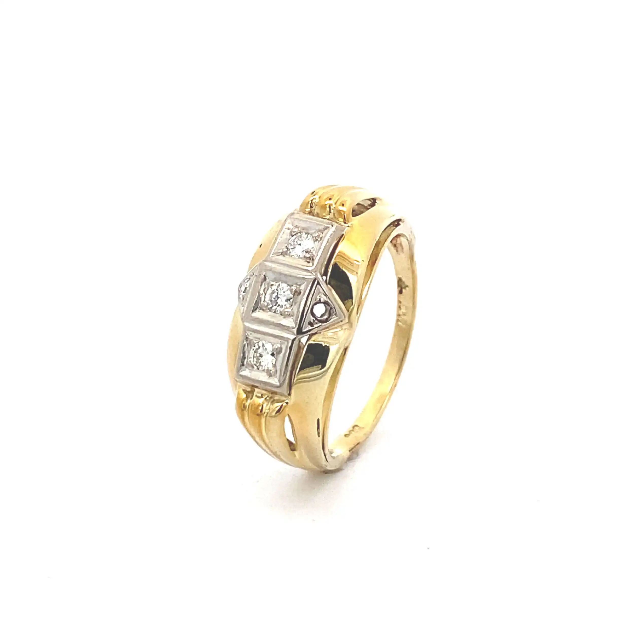 Ring Bicolor mit Brillanten, graviert mit 0,19ct
