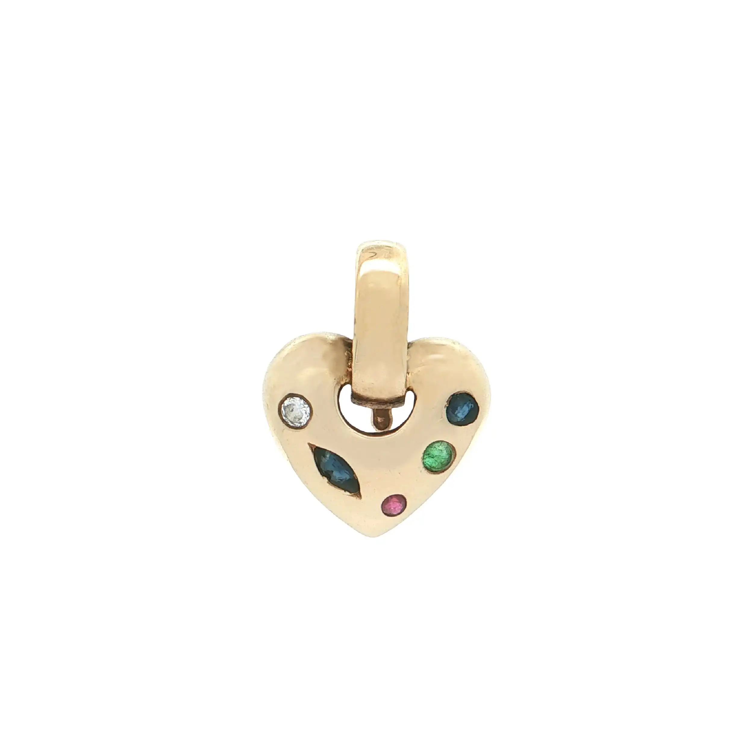 Anhänger/Clip Gelbgold mit Zirkonia, Saphiren, Smragd und Rubin