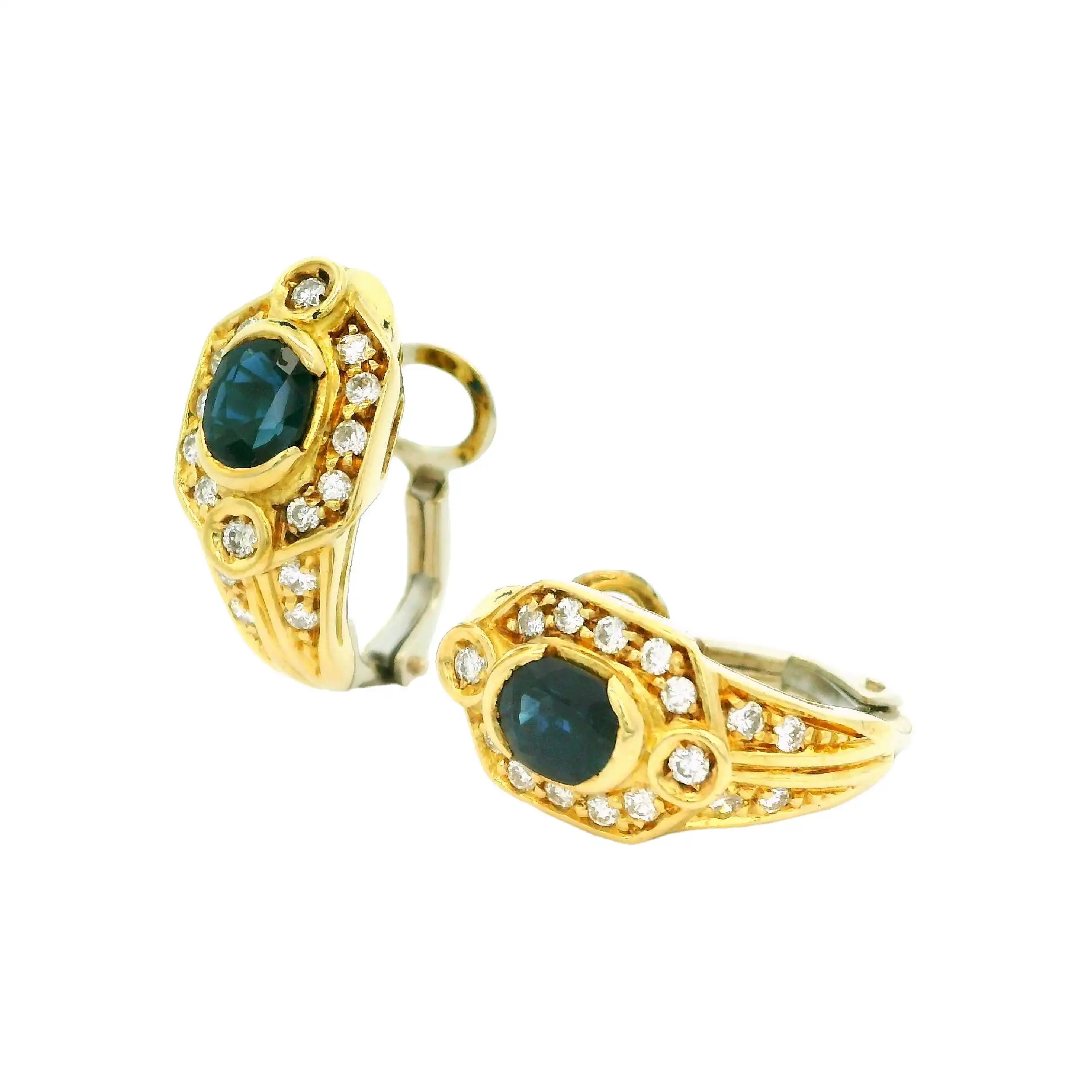 Ohrclips Gelbgold mit Saphir und Brillanten Ohrclips Gelbgold mit Saphir und Brillanten