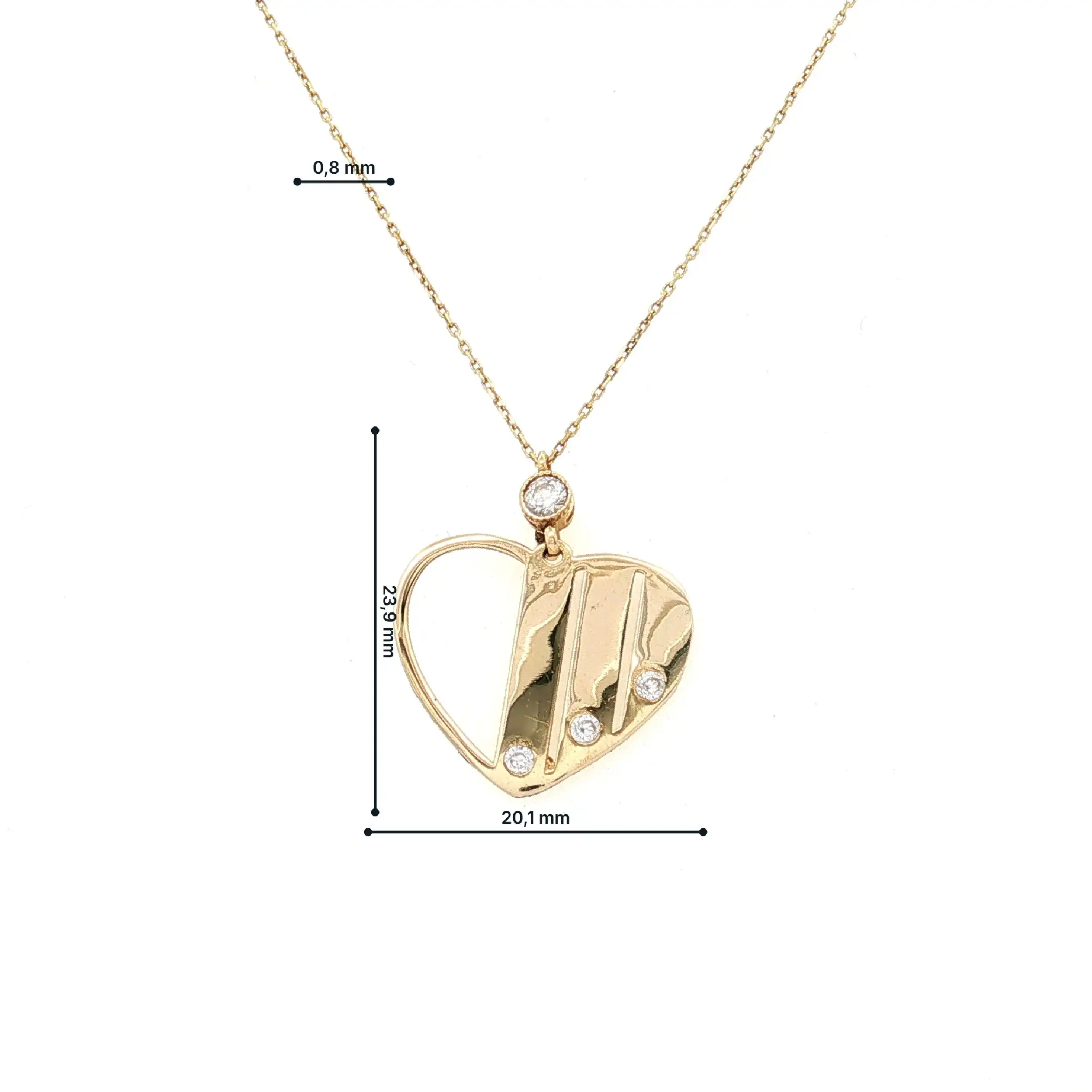 Kette mit Anhänger Gelbgold Herz Zirkoniabesatz