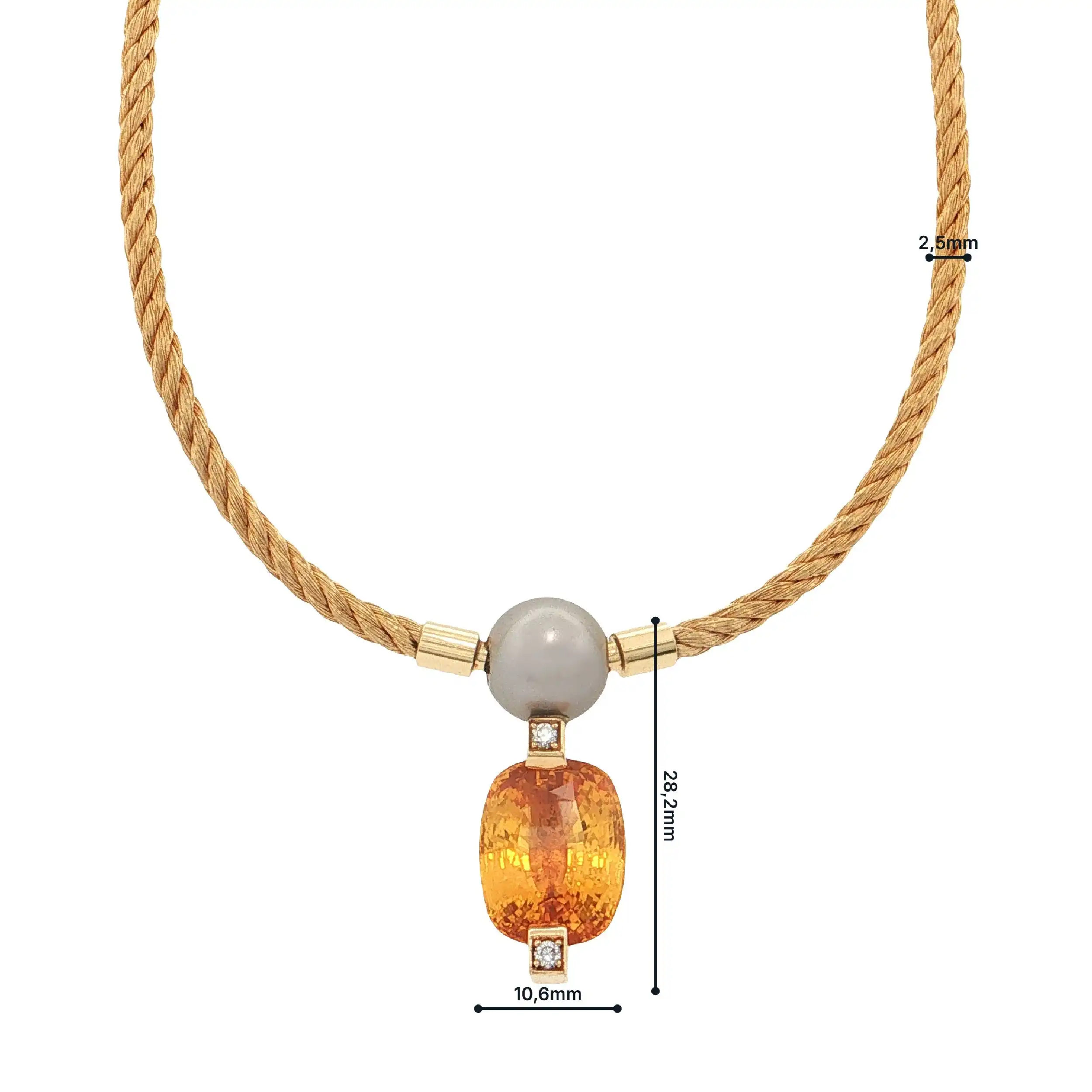 Strickcollier Gelbgold mit Anhänger aus Perle, Brillanten und gelbem Saphir Strickcollier Gelbgold mit Anhänger aus Perle, Brillanten und gelbem Saphir