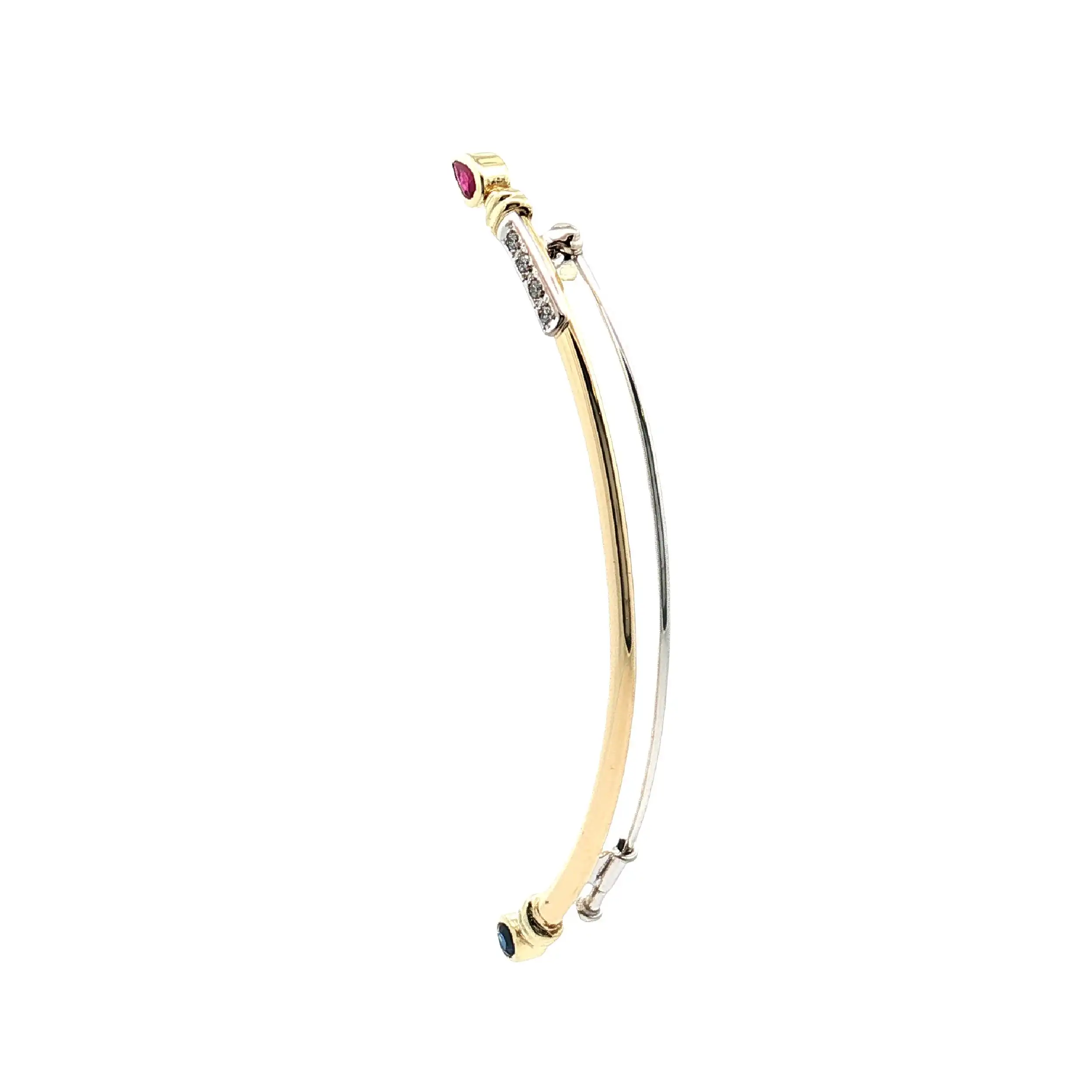Nadel Bicolor mit Rubin, Saphir und Brillanten