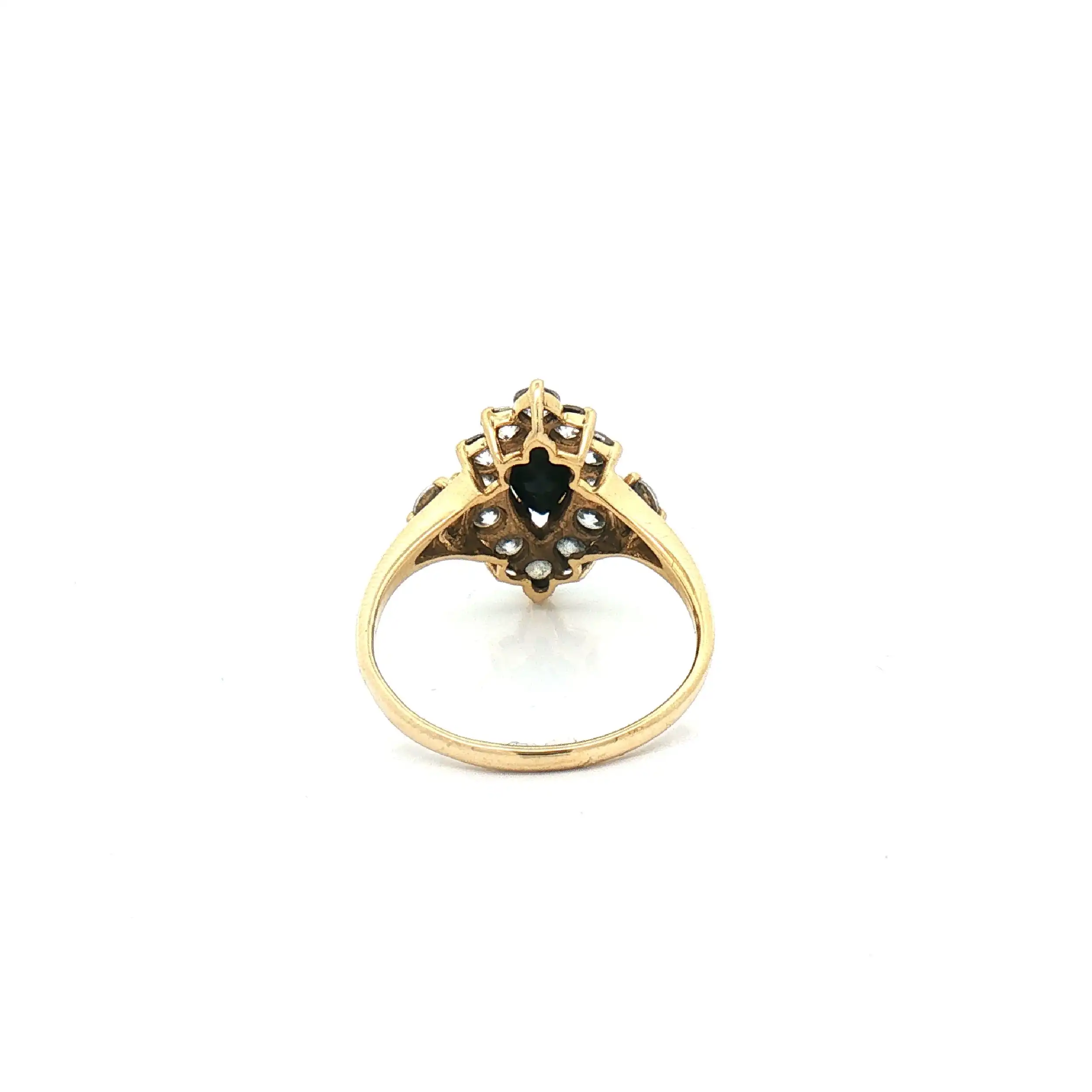 Ring Gelbgold mit blauen Farbstein und Zirkonia