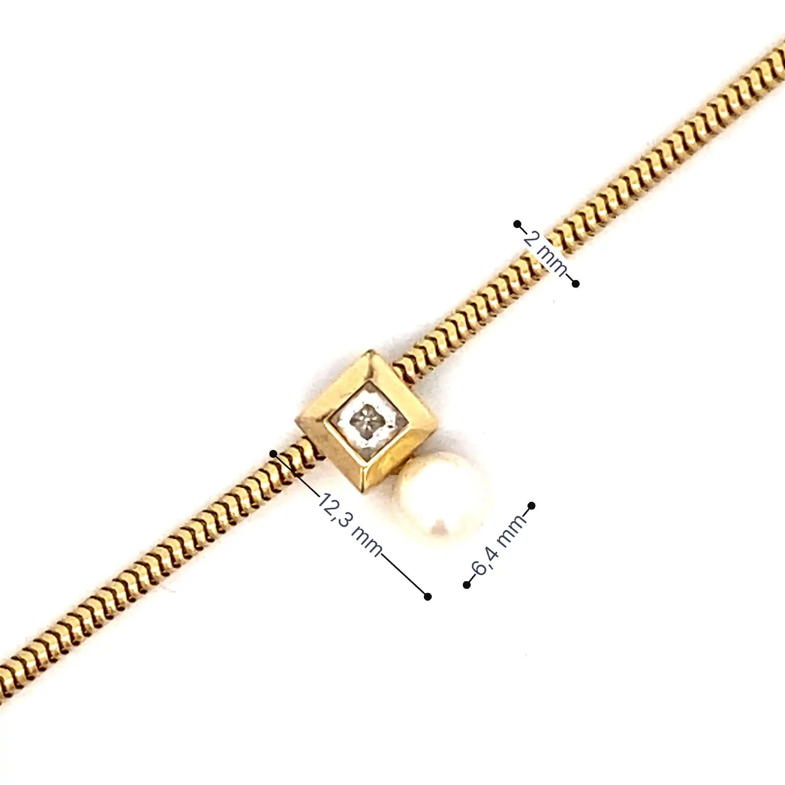 Schlangenkette mit Anhänger Perle und Zirkonia