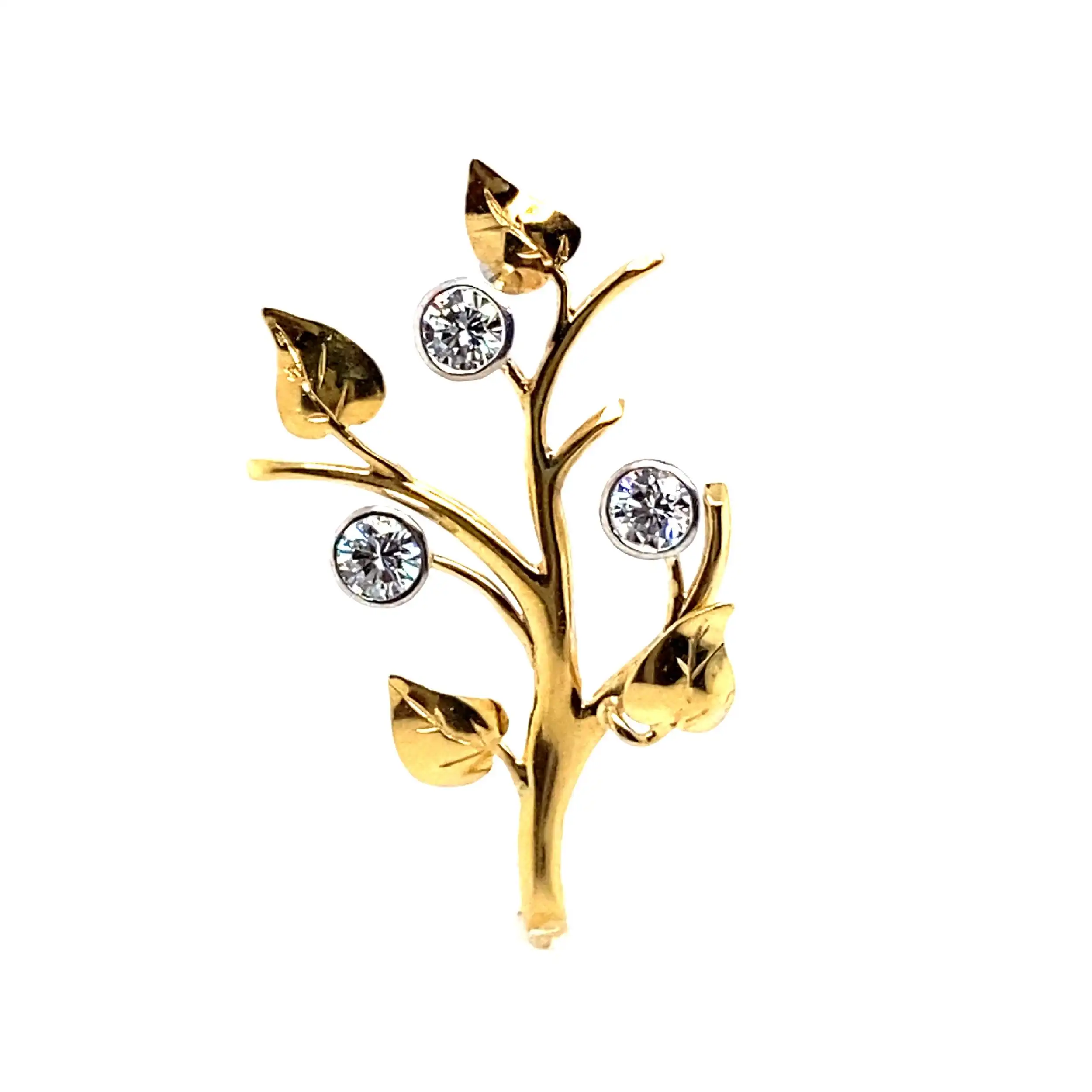 Anhänger Gelbgold Blätter mit Brillanten Anhänger Gelbgold Blätter mit Brillanten