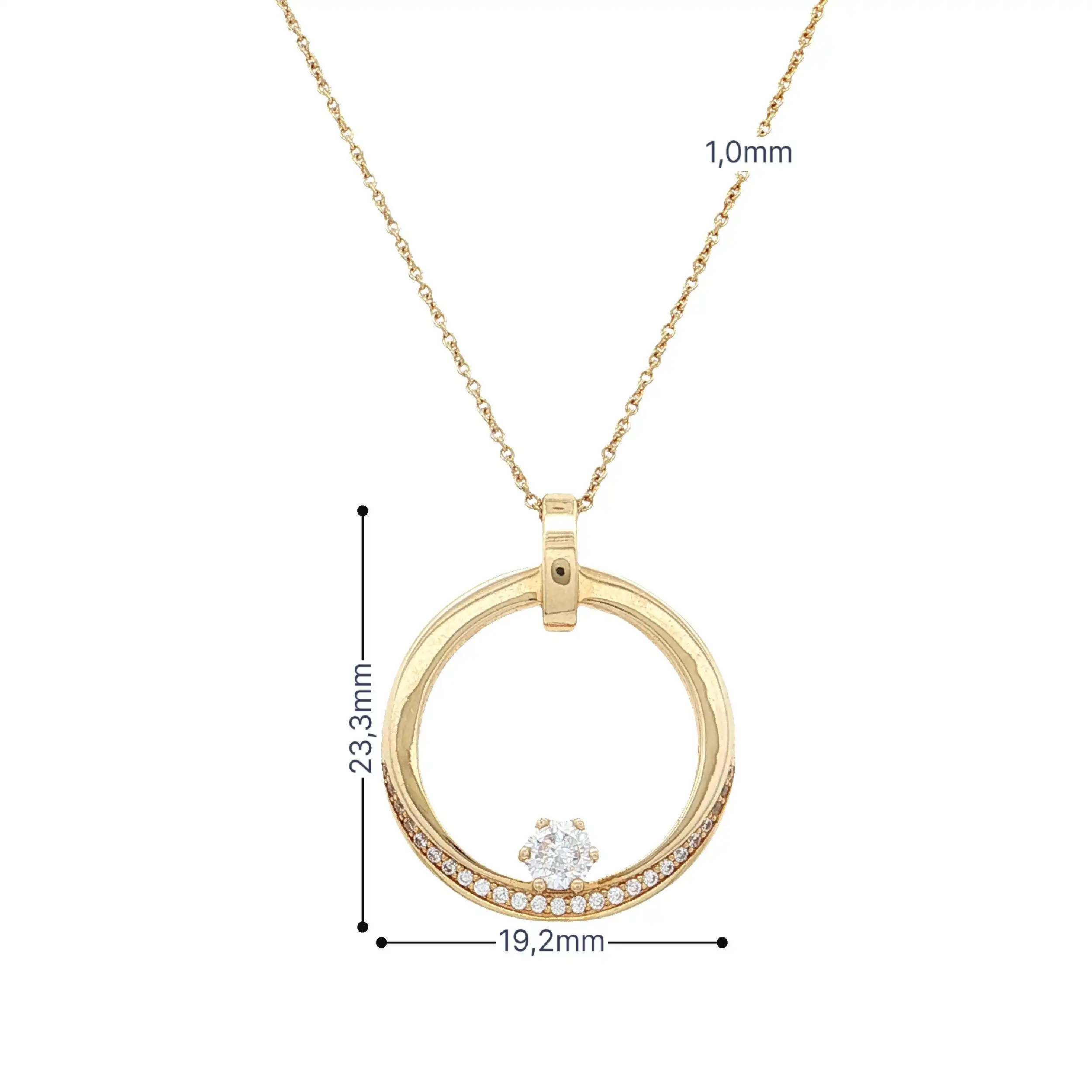Ankercollier Gelbgold mit Anhänger mit Zirkonia