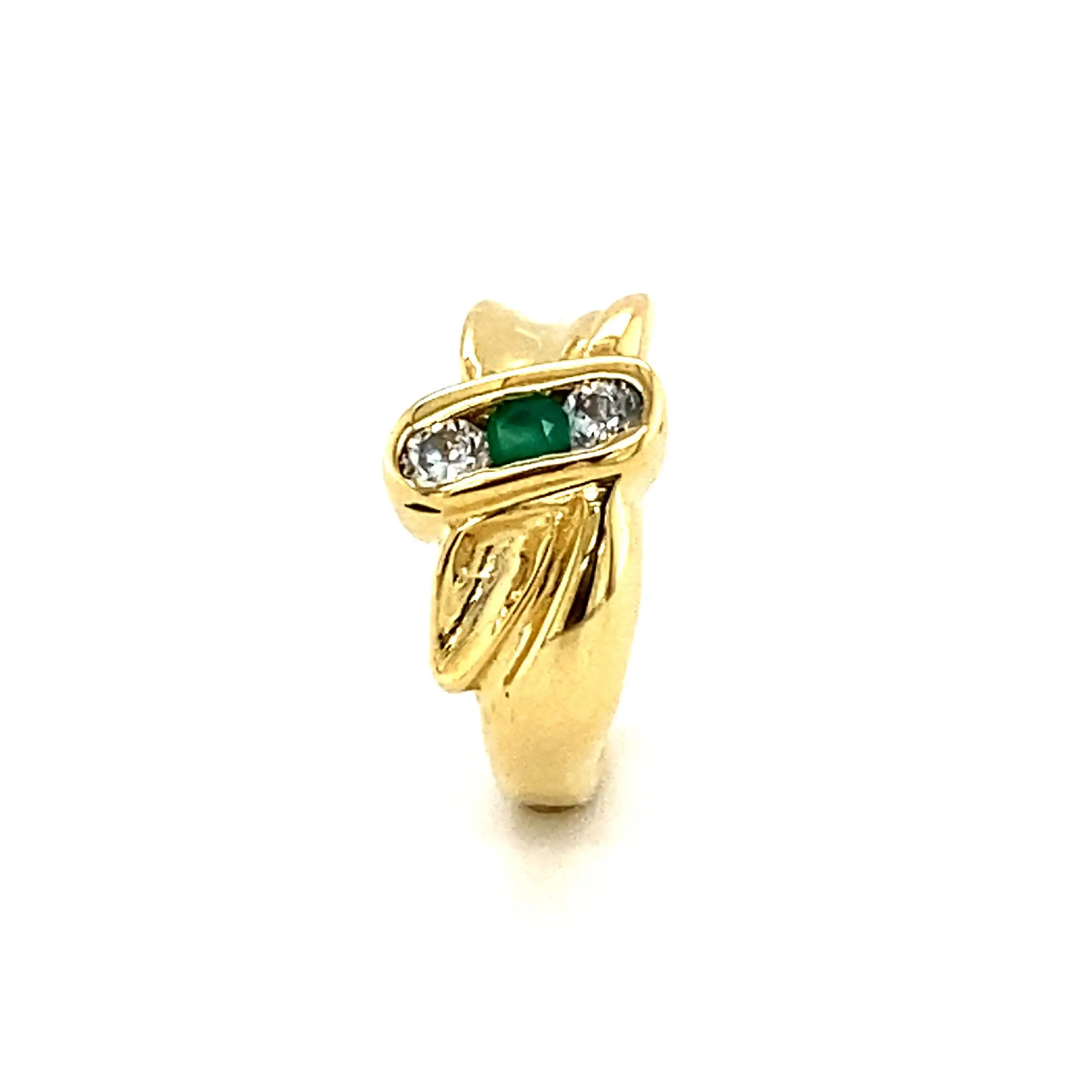 Ring Gelbgold mit grünem Farbstein & Zirkonia