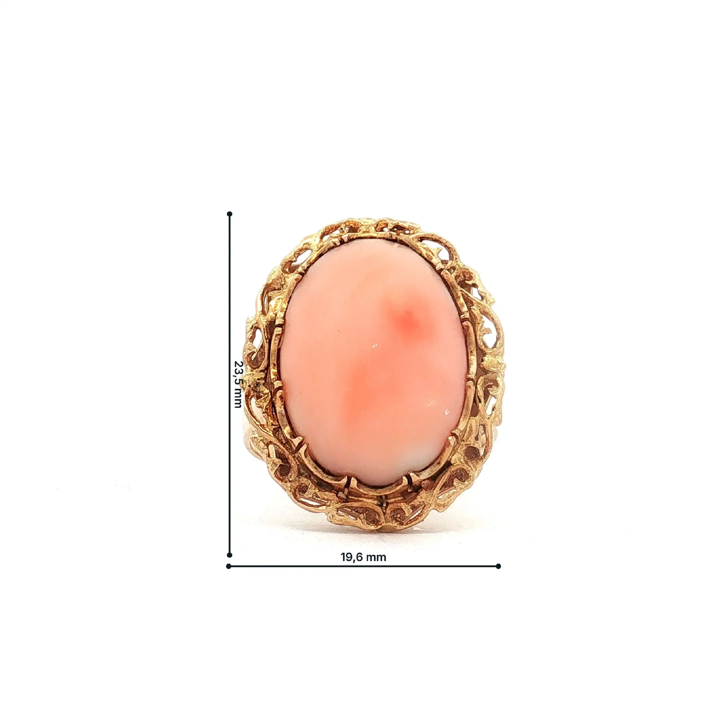 Ring Gelbgold mit Engelshautkoralle Ring Gelbgold mit Engelshautkoralle