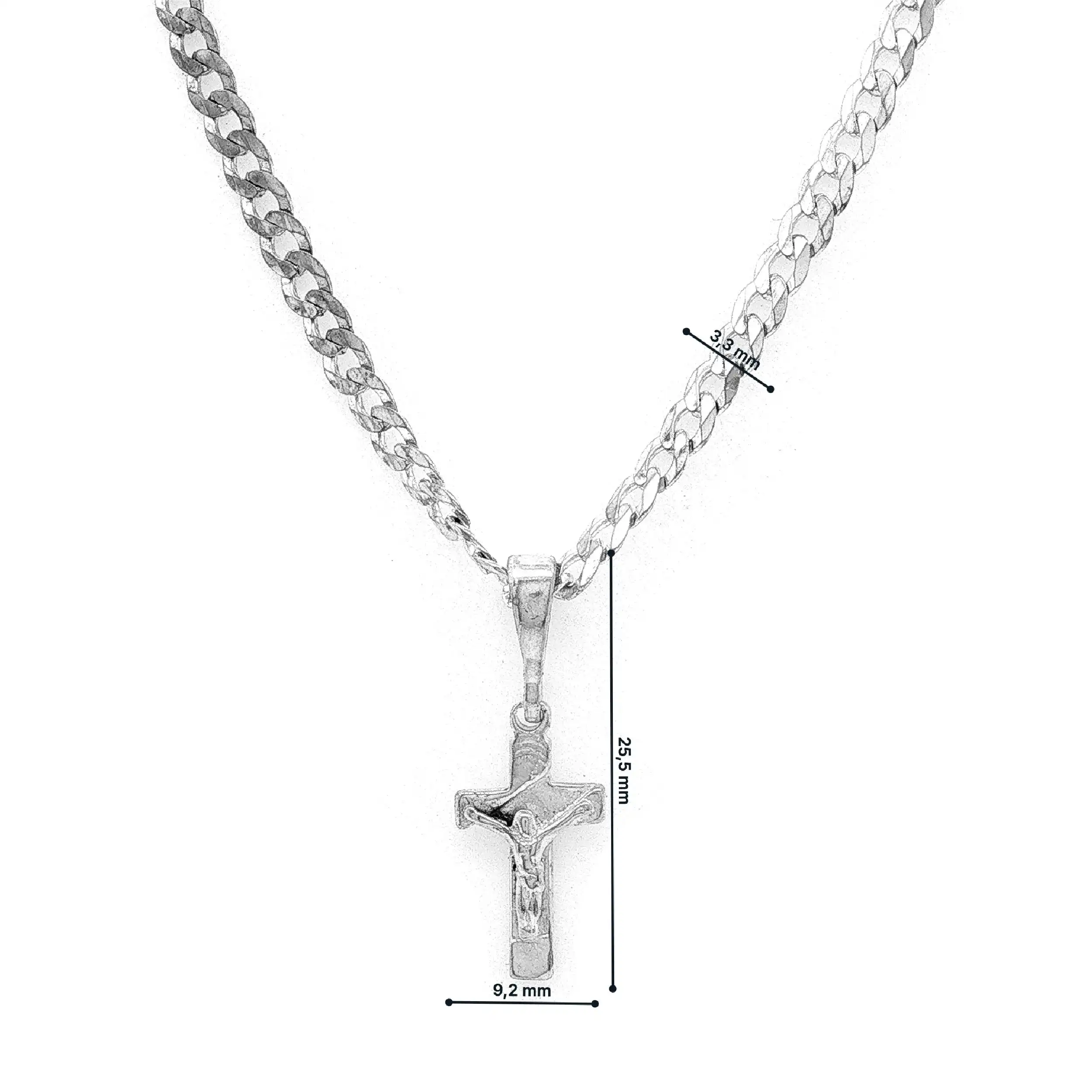 Panzerkette Silber mit Kreuzanhänger
