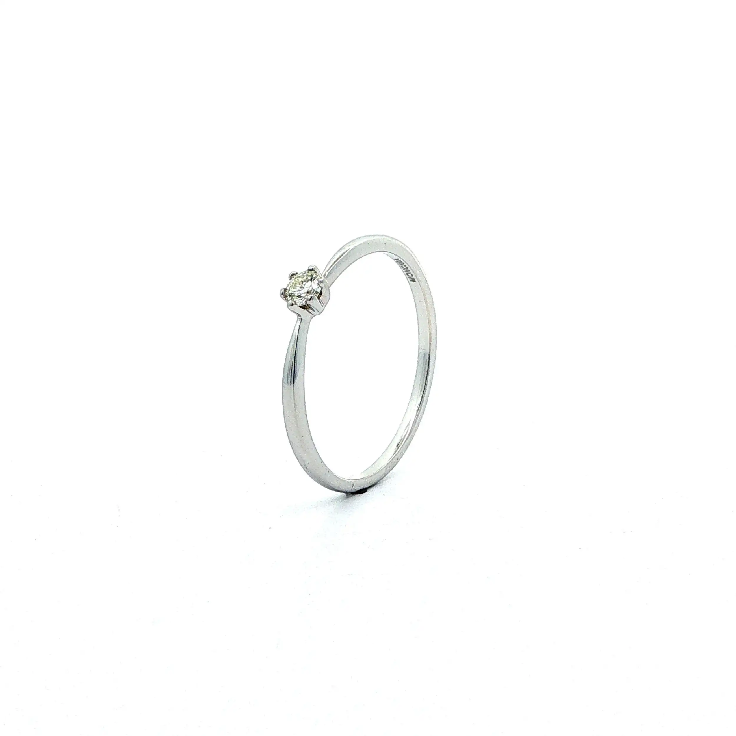 Ring Weißgold mit Brillant, graviert mit 0,10ct. W/LR mit Zertifikat