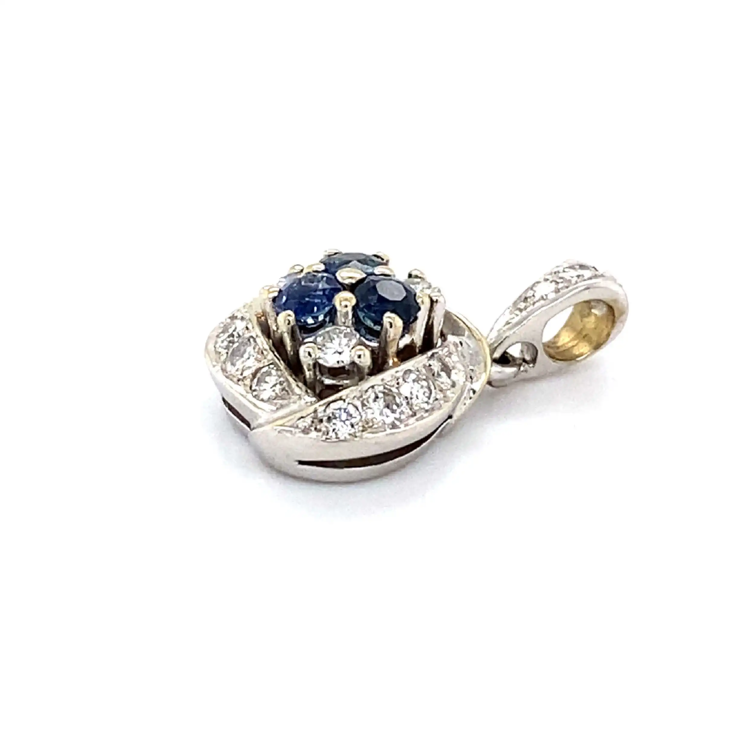 Anhänger Weißgold mit Brillanten und blauen Farbsteinen Anhänger Weißgold mit Brillanten und blauen Farbsteinen