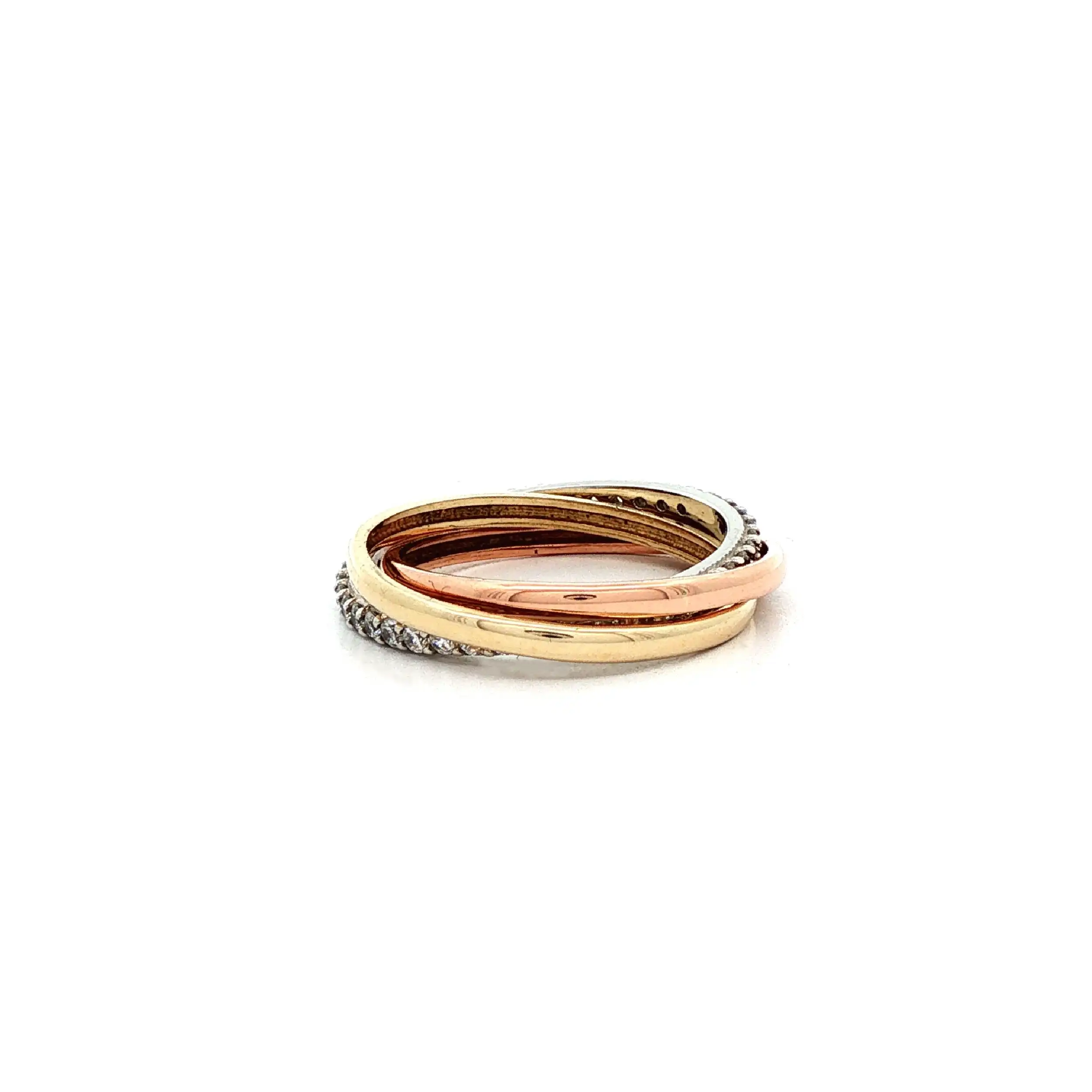 Rollring Tricolor mit Zirkonia