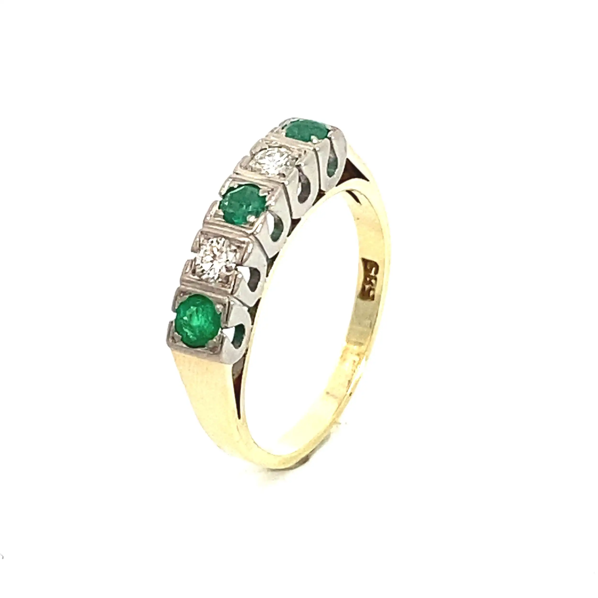 Ring Gelbgold mit Brillanten und grünen Farbsteinen Ring Gelbgold mit Brillanten und grünen Farbsteinen