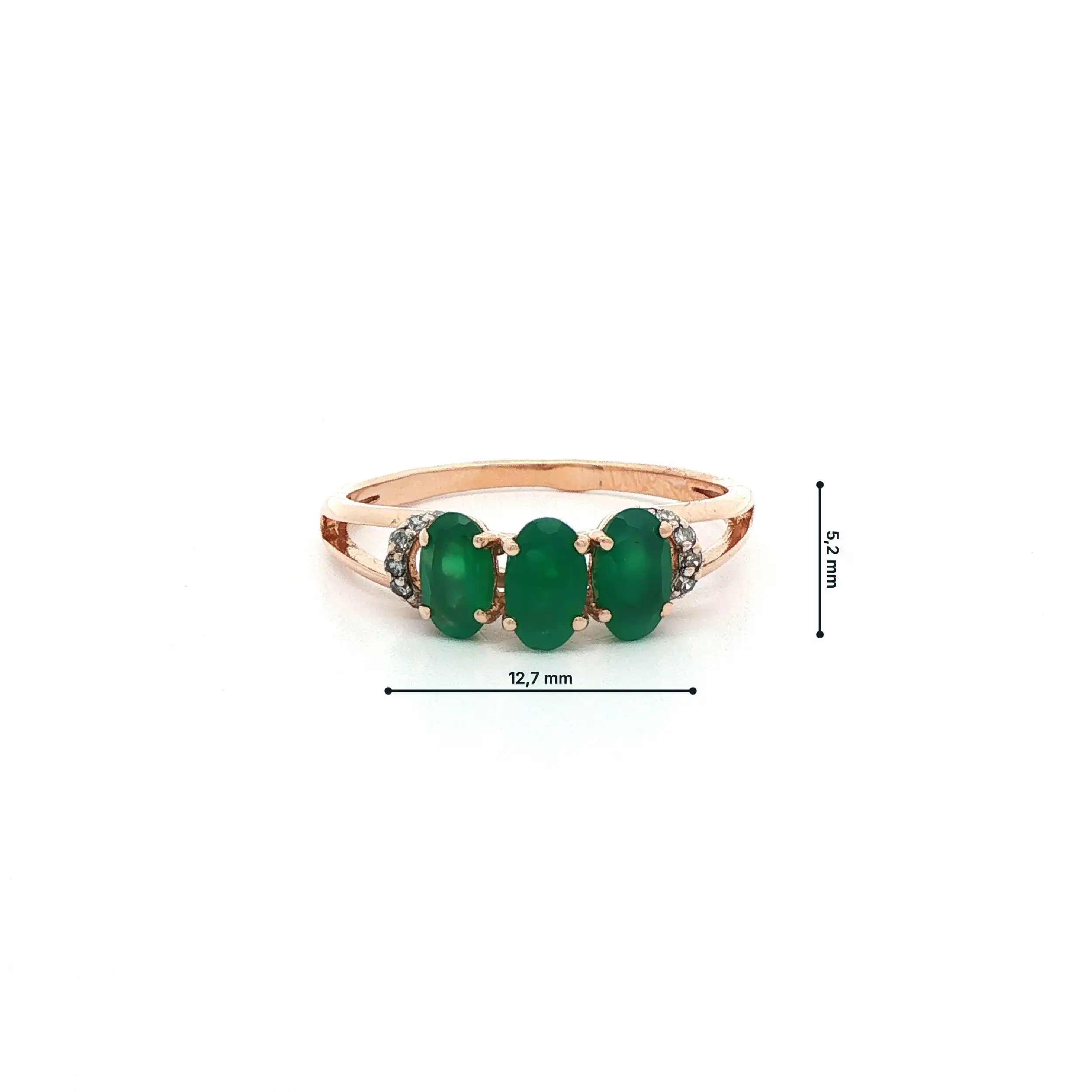 Ring Rotgold mit grünen Farbsteinen und Diamanten