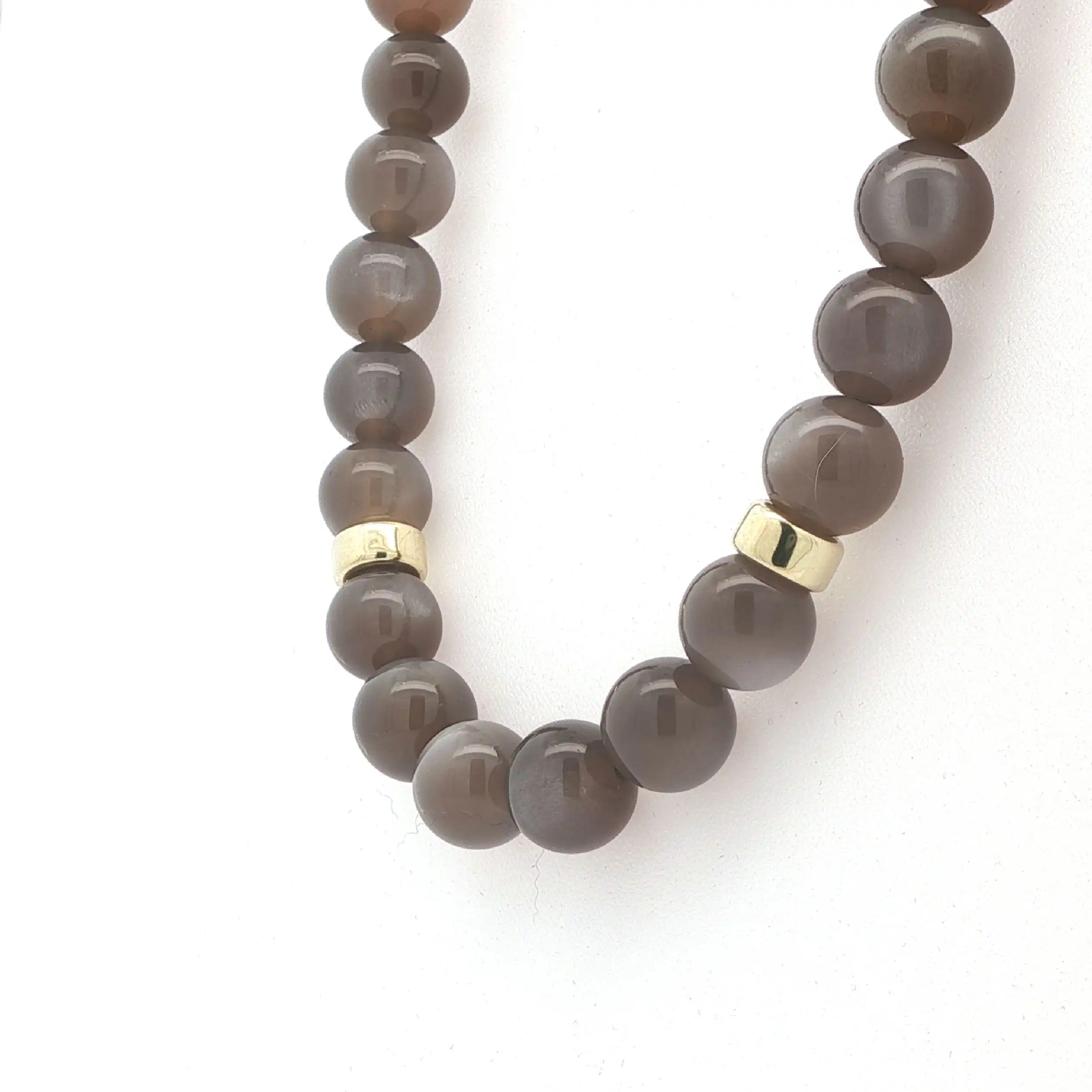 Kugelkette Gelbgold mit grauen Steinen Kugelkette Gelbgold mit grauen Steinen